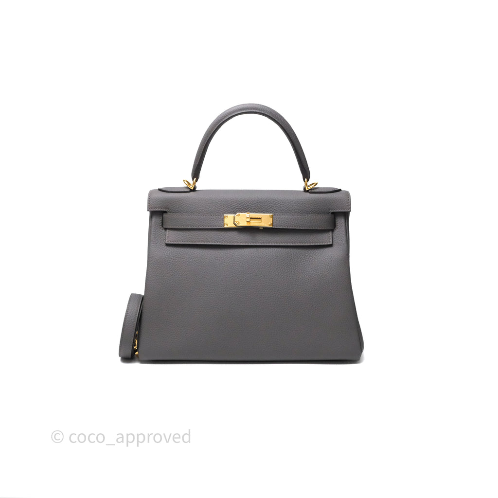 Hermès Kelly II 28 Retourne Etain 8F Togo Gold Hardware