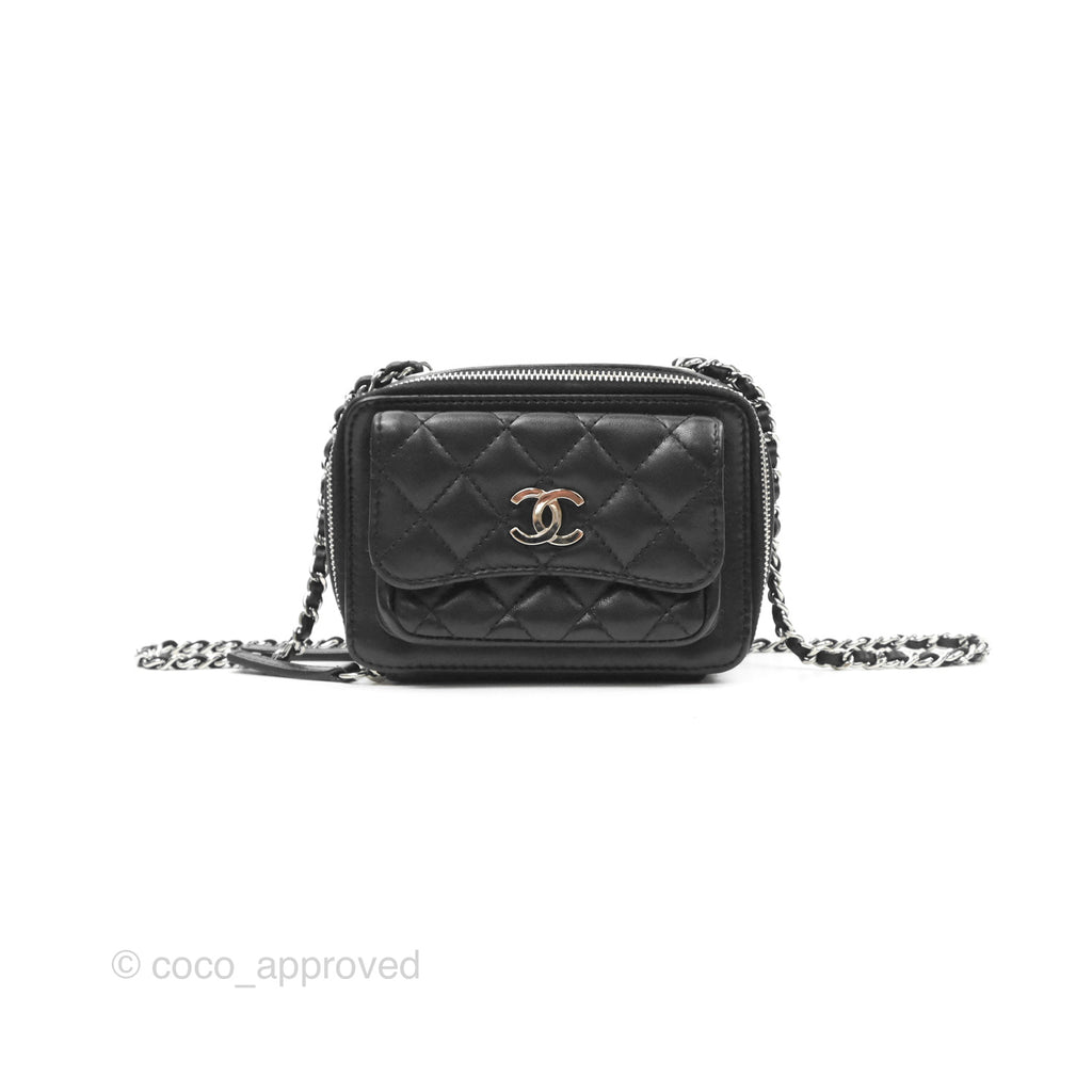 Chanel Small Pocket Box Camera Case Black Lambskin Silver Hardware