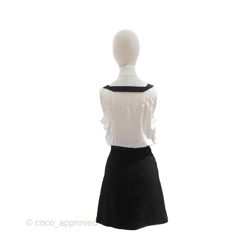 Miu Miu Sleeveless Ruffle Dress Black/ White