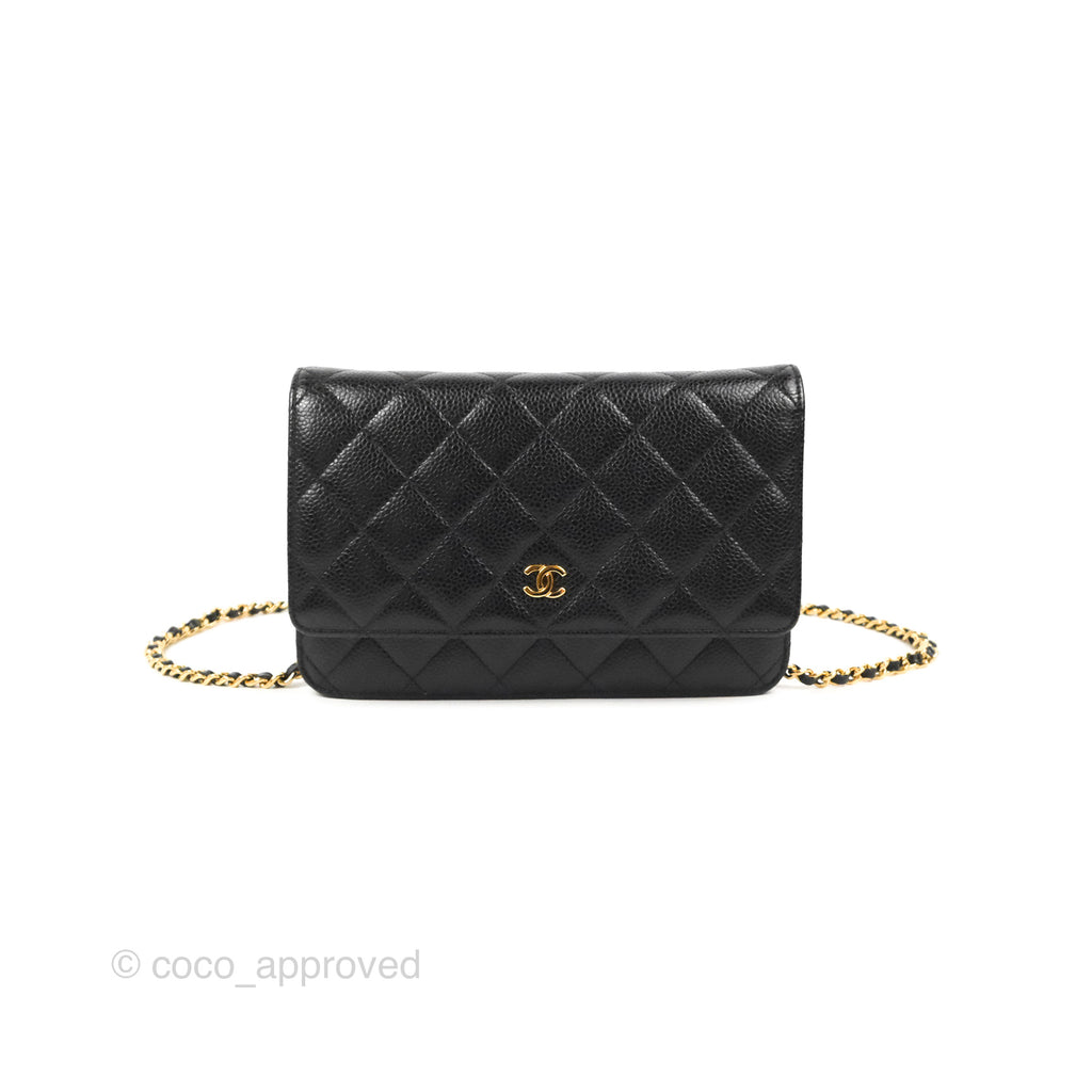 Chanel Quilted Classic Wallet On Chain WOC Black Caviar Gold Hardware