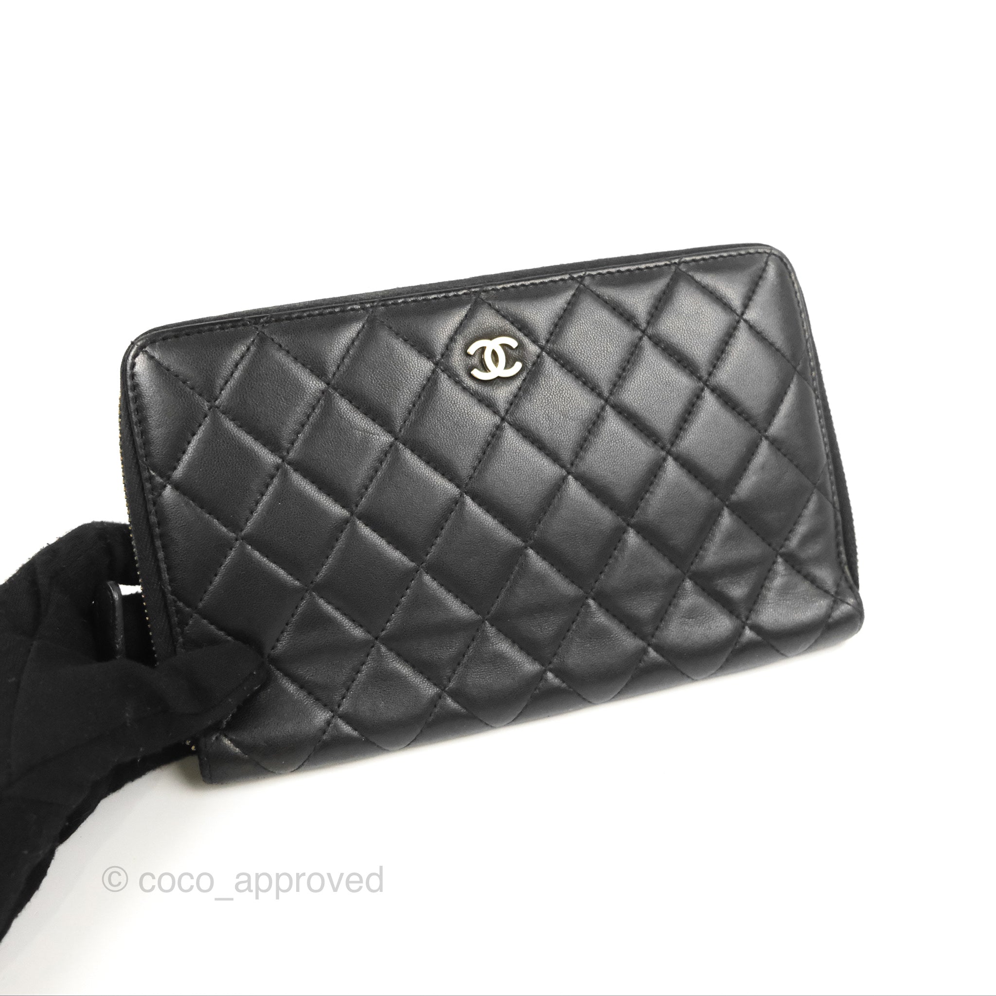 Chanel Zip Around Organiser Wallet Black Lambskin Gold Hardware – Coco  Approved Studio