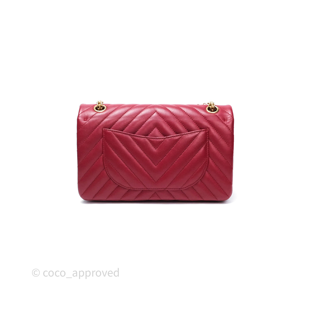 Chanel Reissue 225 Chevron Red Aged Calfskin Aged Gold Hardware