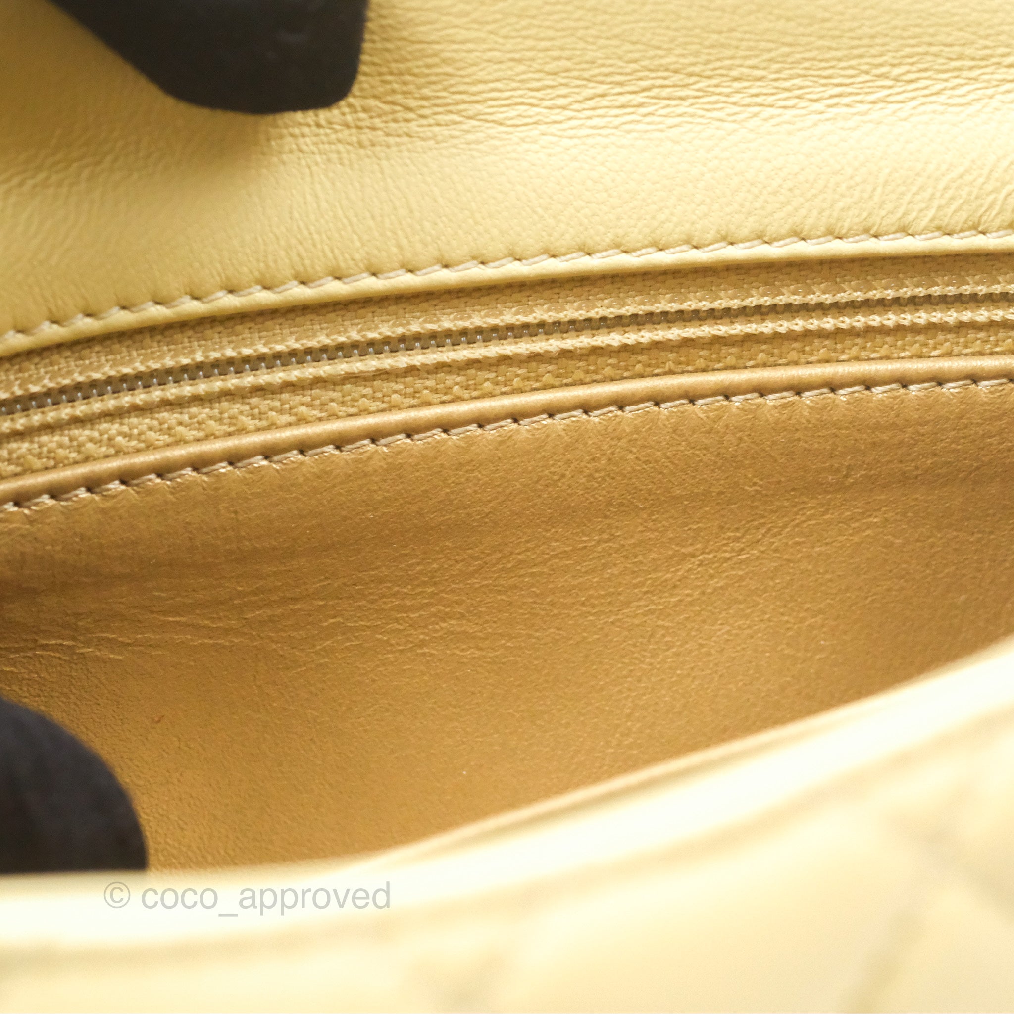 Chanel Pearl Crush Mini Square Quilted Yellow Lambskin Aged Gold