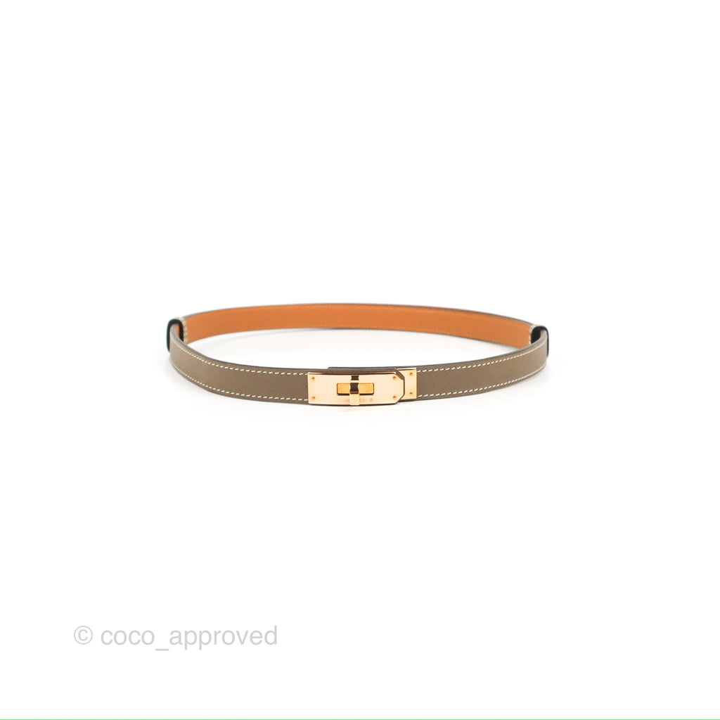 Hermès Kelly Buckle Belt Etoupe Epsom Rose Gold Hardware – Coco Approved  Studio