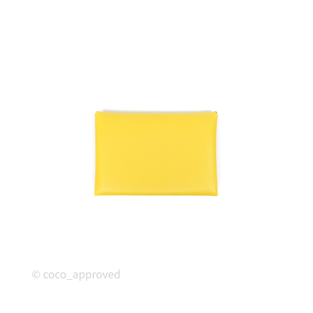 Hermès Calvi Duo Compact Card Holder Jaune de Naples 9O Epsom