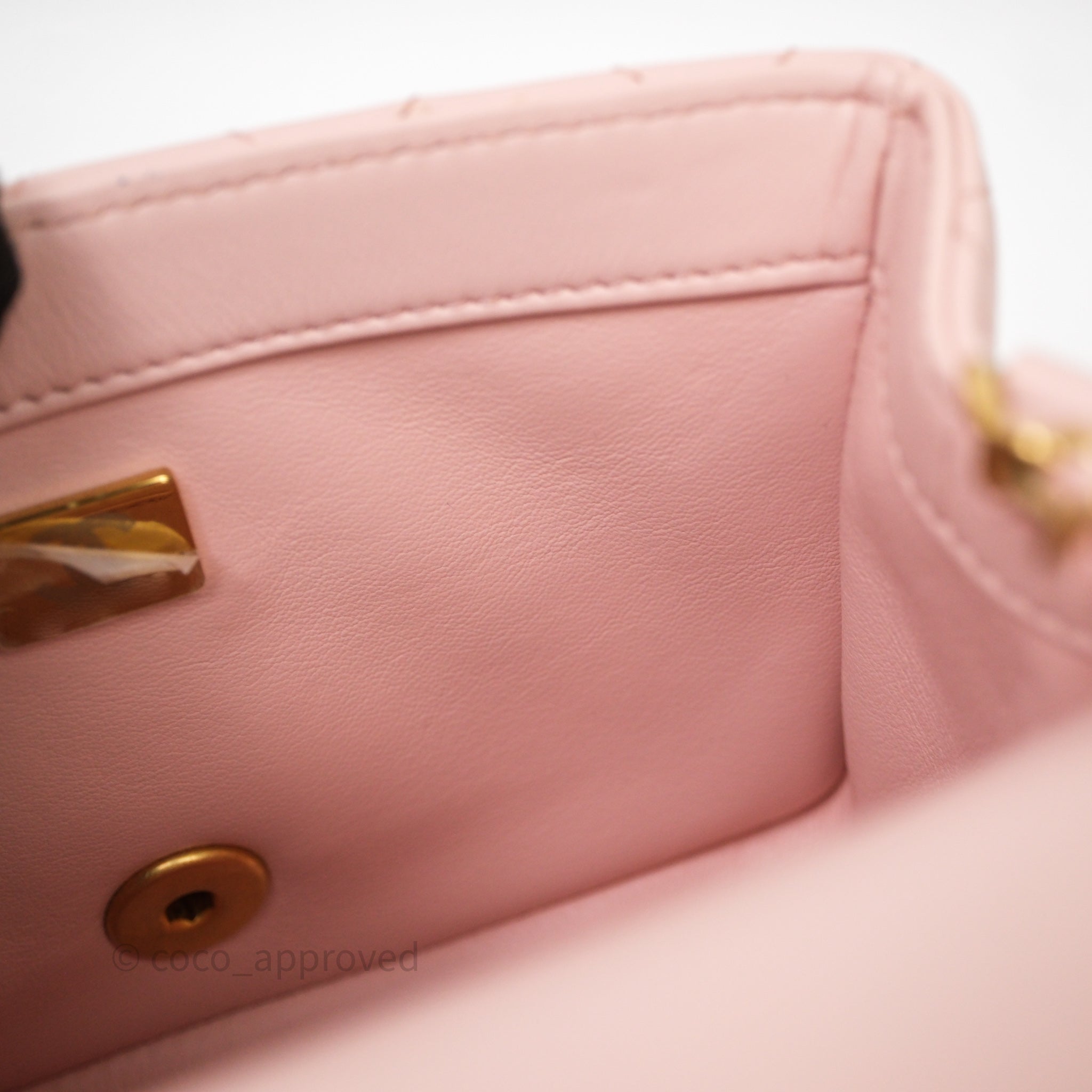 Chanel Pearl Crush Mini Square Quilted Pink Lambskin Aged Gold