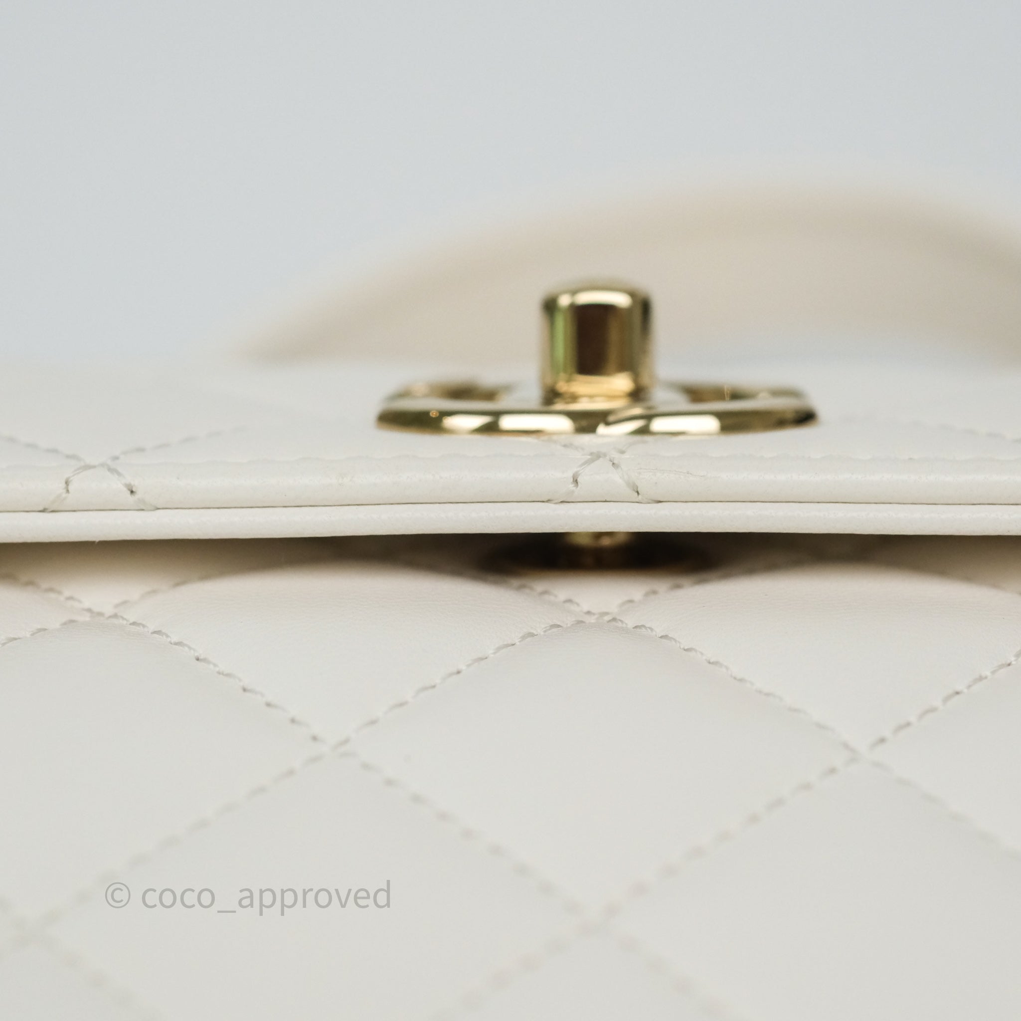 Chanel Mini Trendy CC Handle Bag Lacquered Logo White Lambskin