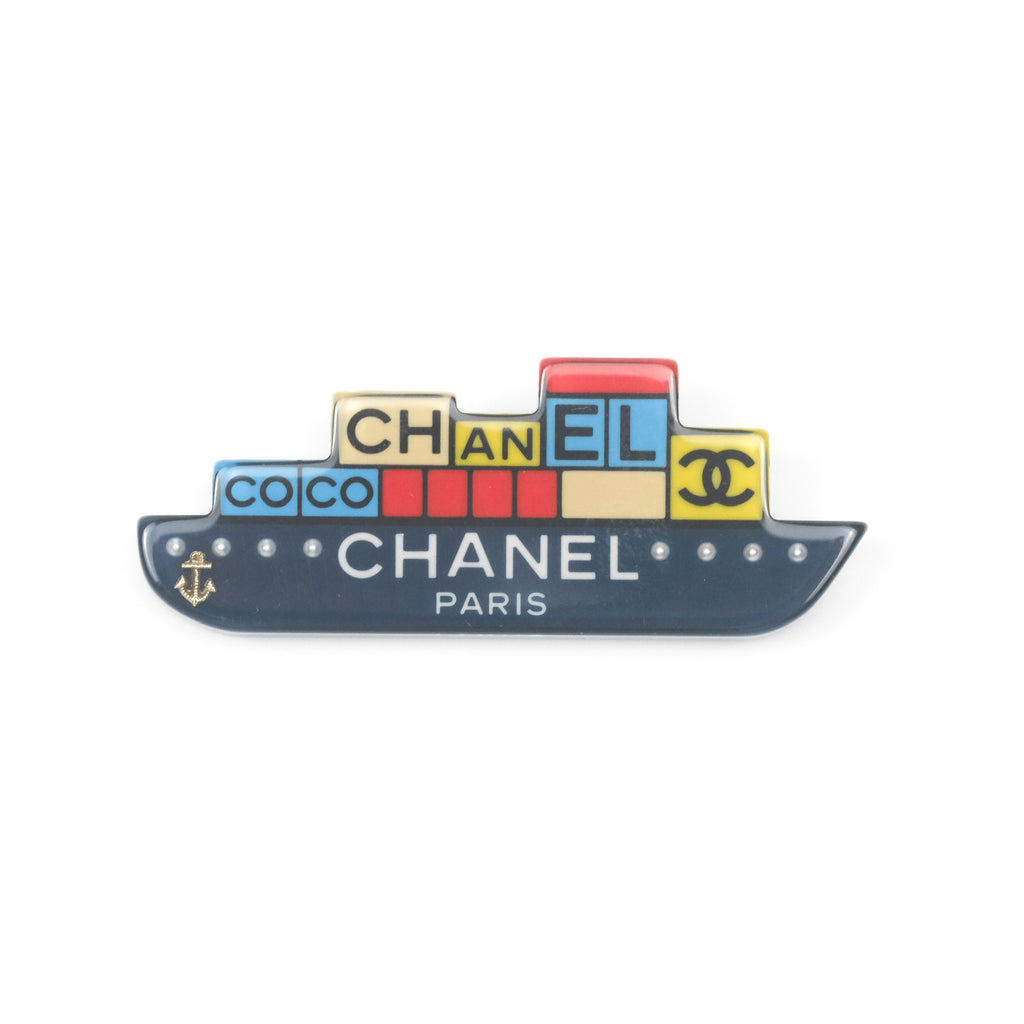 Chanel Resin CC Cruise Ship Brooch 18A