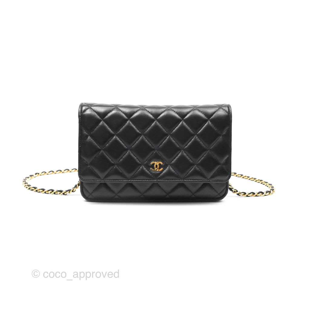 Chanel Quilted Classic WOC Black Lambskin Gold Hardware