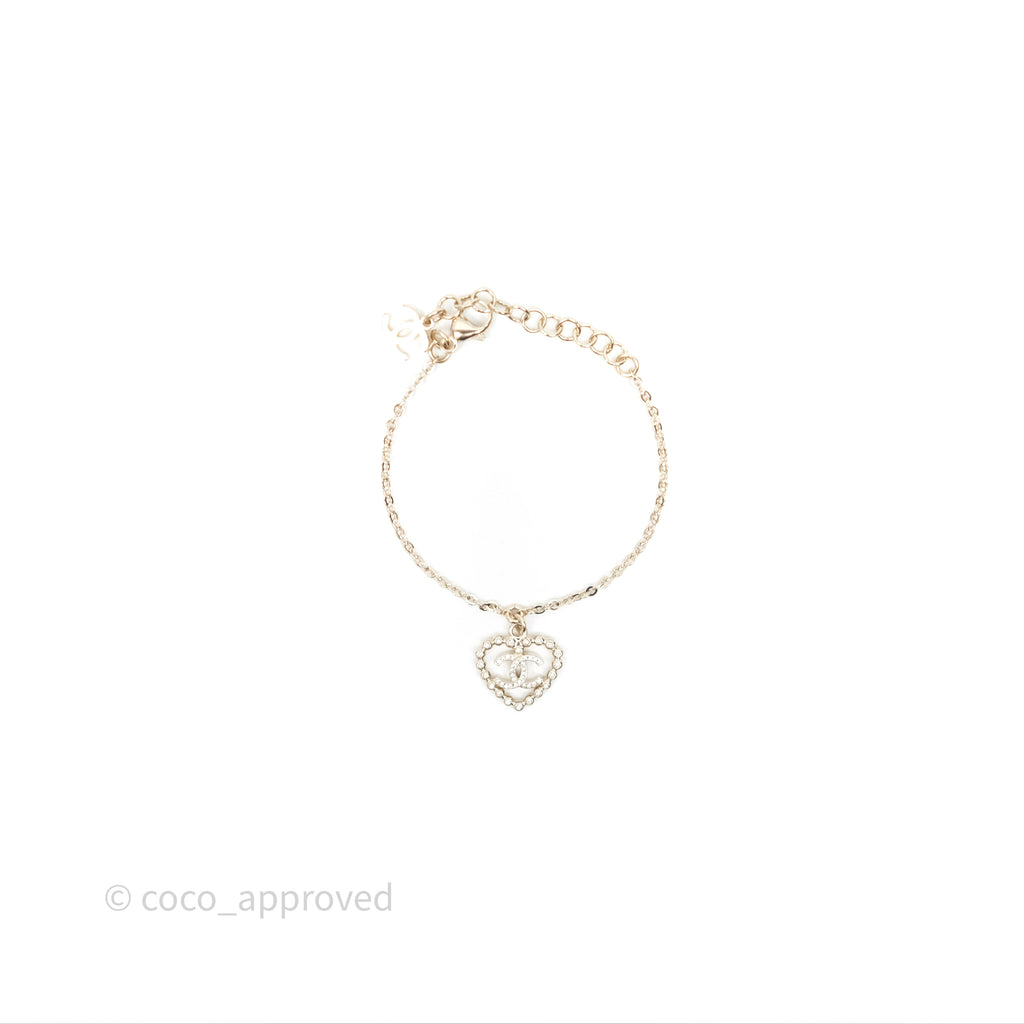 Chanel CC Crystal Bracelet Gold Tone 25P