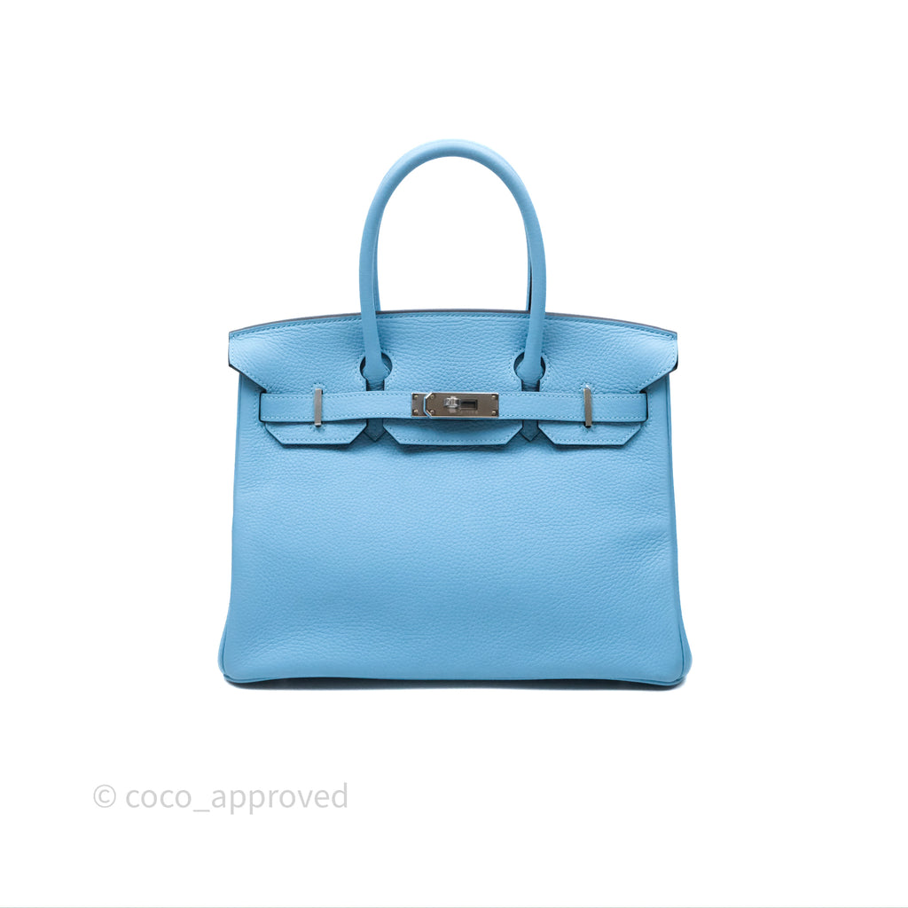 Hermès Birkin 30 Celeste 7N Clemence Palladium Hardware