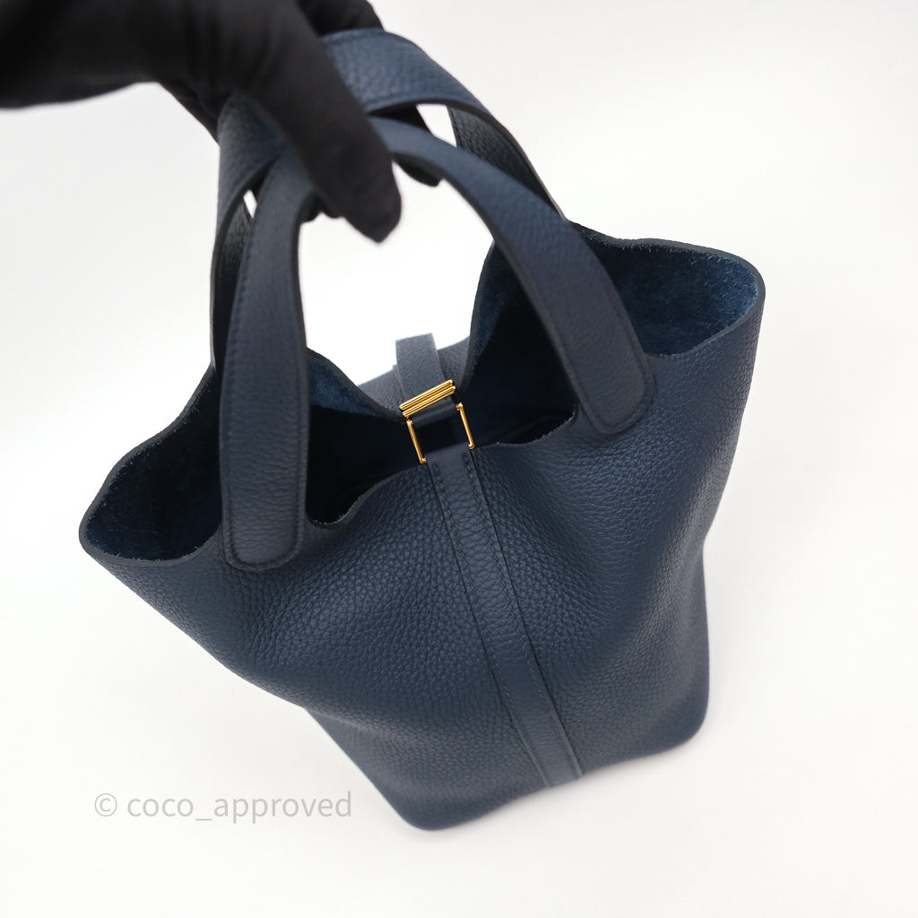 Hermès Picotin Lock 18 Bleu de Prusse 7P Clemence Gold Hardware