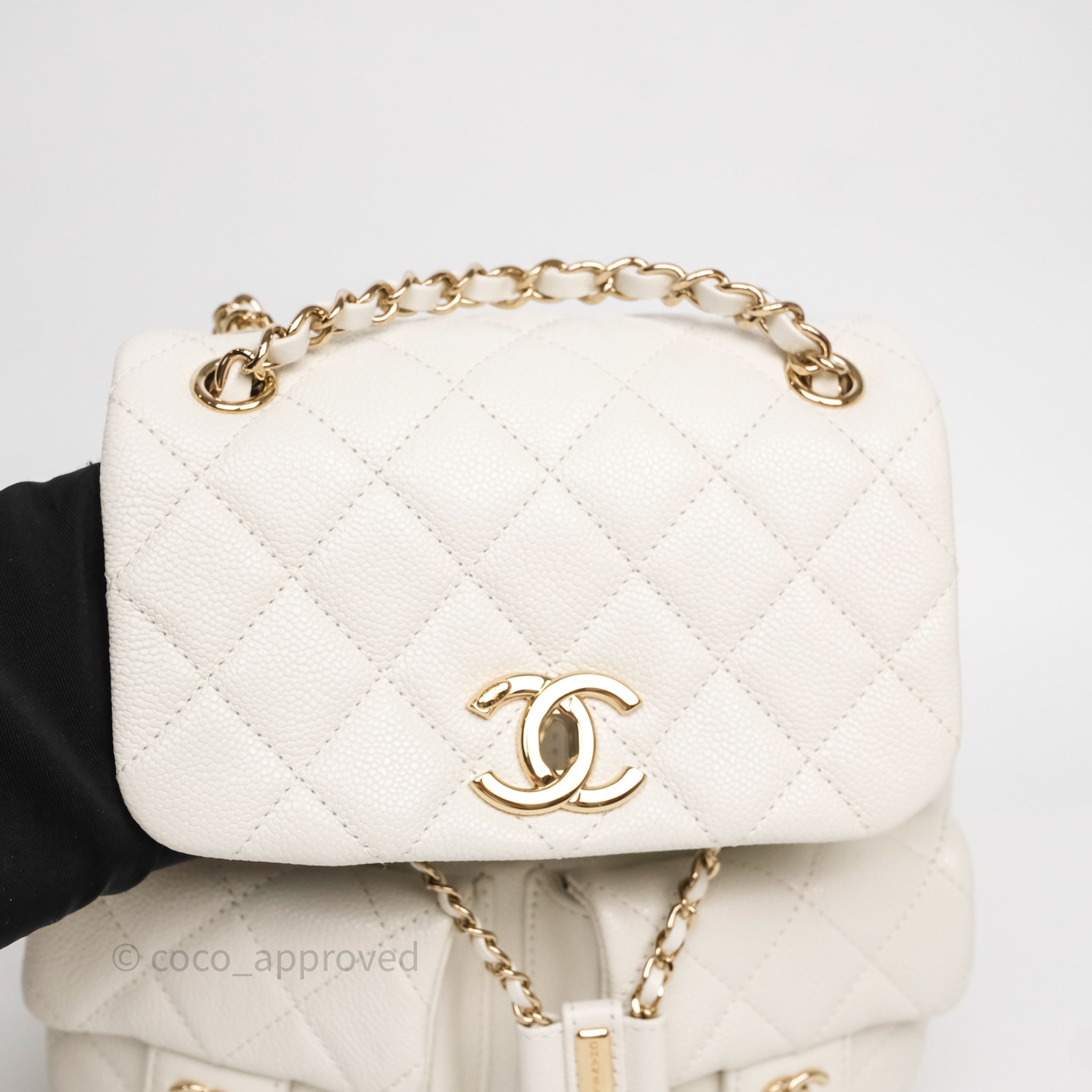 Chanel Duma Backpack Medium White Caviar Gold Hardware – Coco 