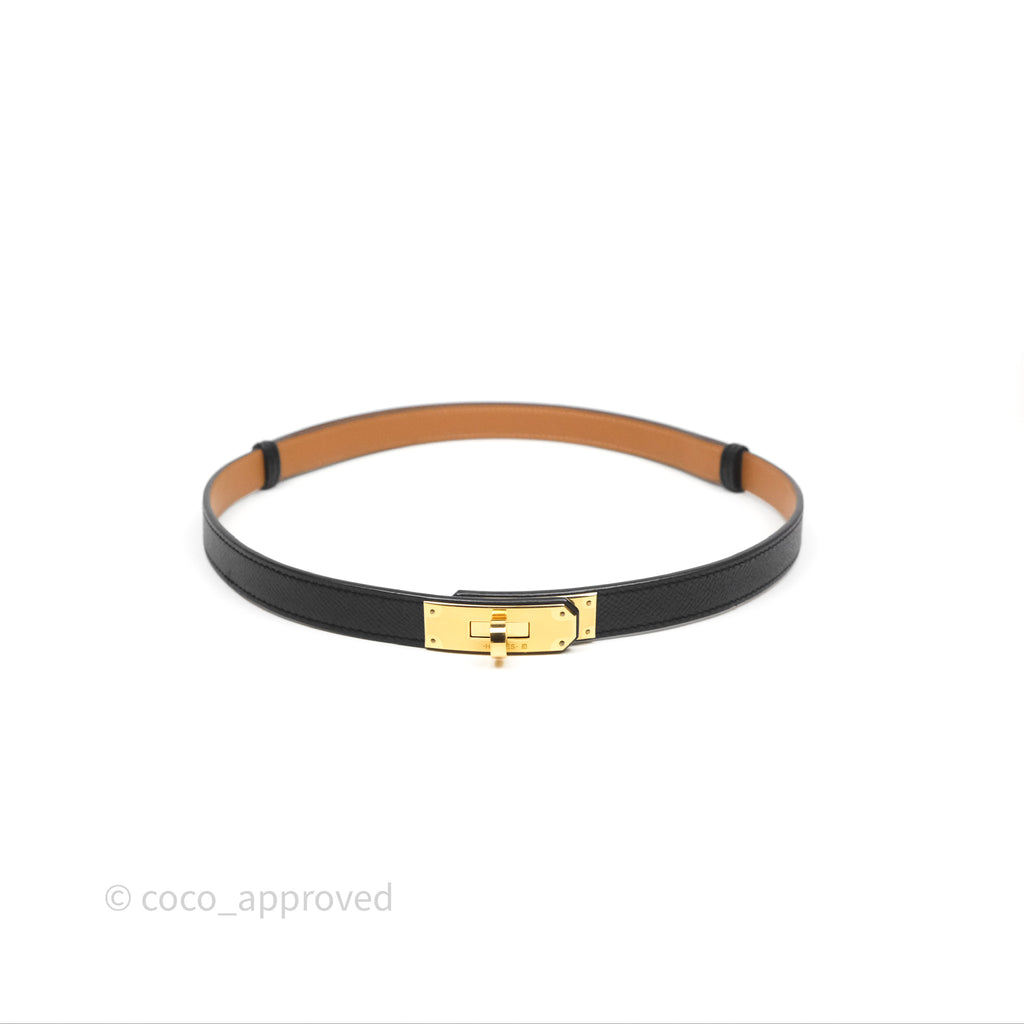 Hermès Kelly Belt Black Noir 89 Epsom Gold Hardware
