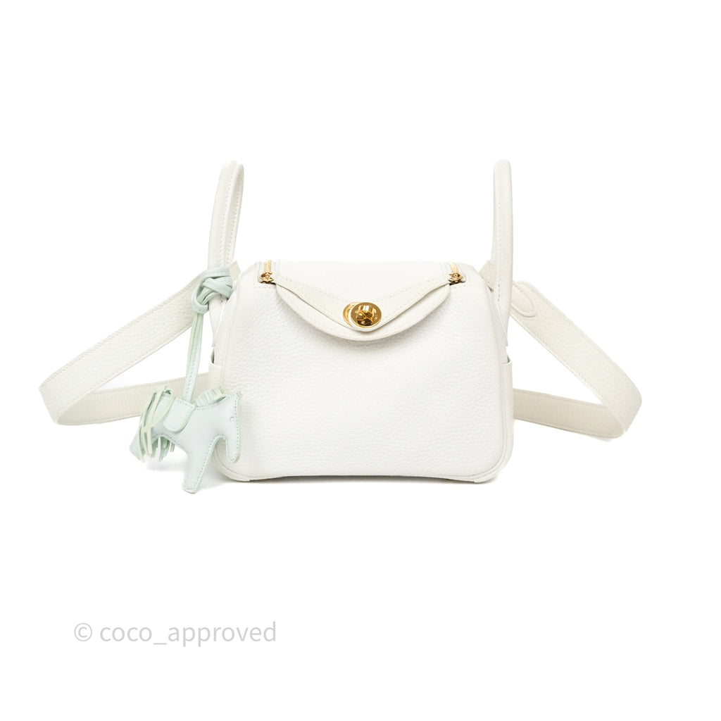 Hermès Mini Lindy 20 New White 0U Clemence Gold Hardware