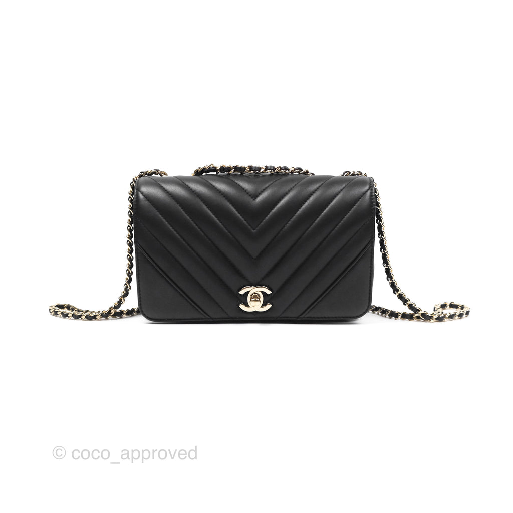 Chanel Small Statement Chevron Flap Bag Black Gold Hardware