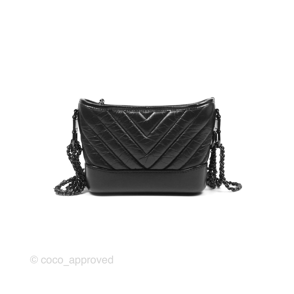 Chanel Chevron Small Gabrielle Hobo Calfskin So Black