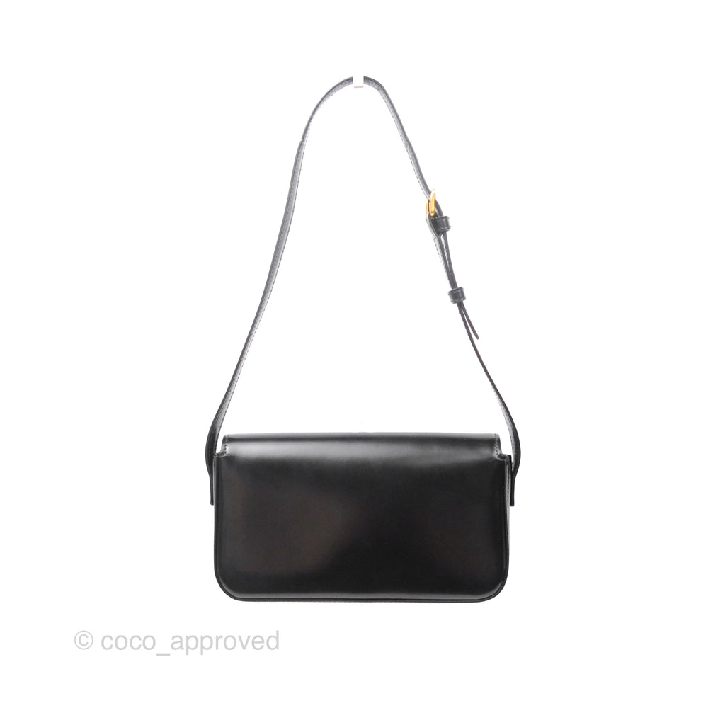 Celine Triomphe Shoulder Bag Black Calfskin