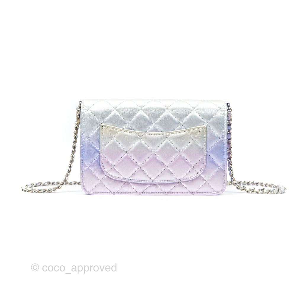 Chanel Classic Quilted Wallet on Chain WOC Iridescent Rainbow Calfskin 21K