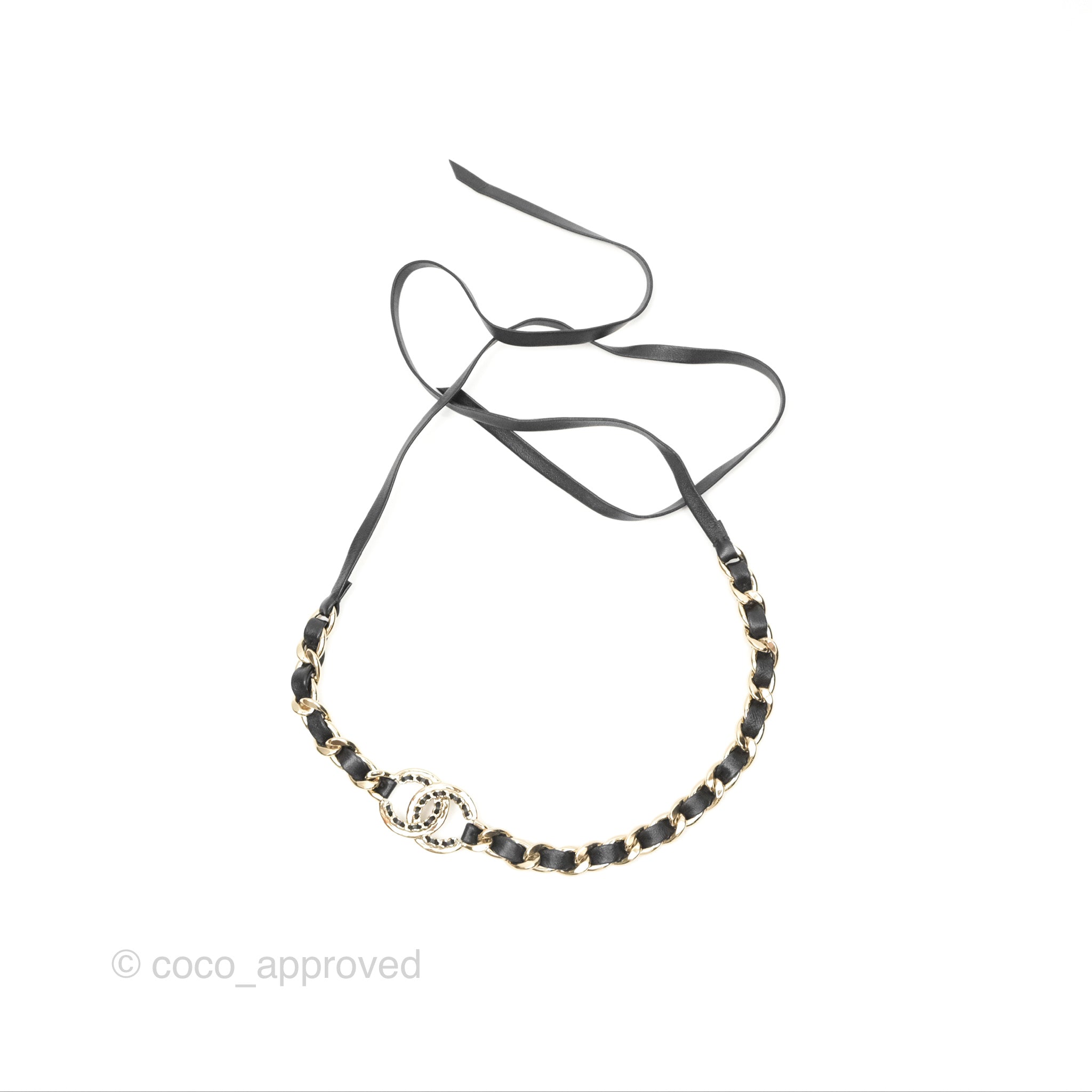 Chanel CC Black Gold Woven Belt Vintage CC Belt Gold Plated & Black leather – REDELUXE main image 2