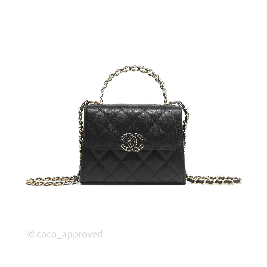 Chanel Kelly Clutch With Chain Black Caviar Gold Hardware
