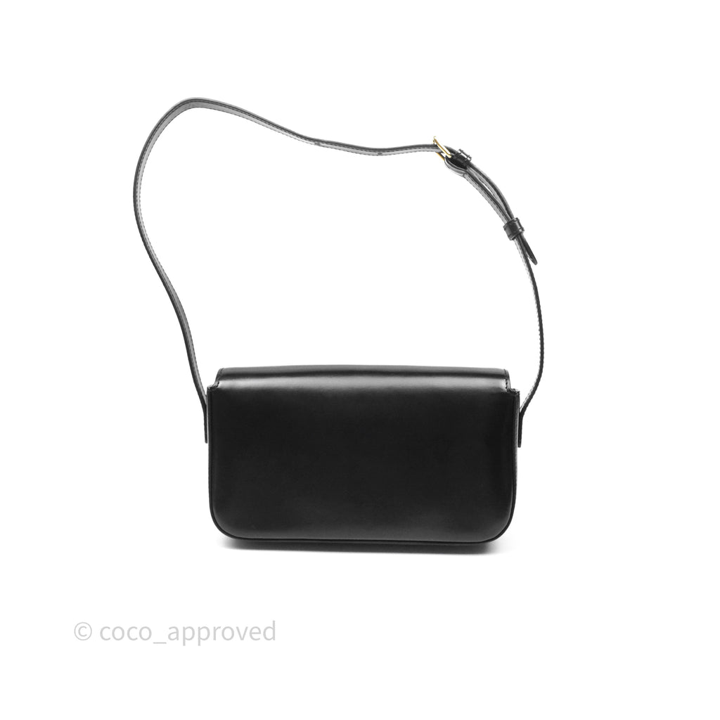 Celine Triomphe Shoulder Bag Black Calfskin