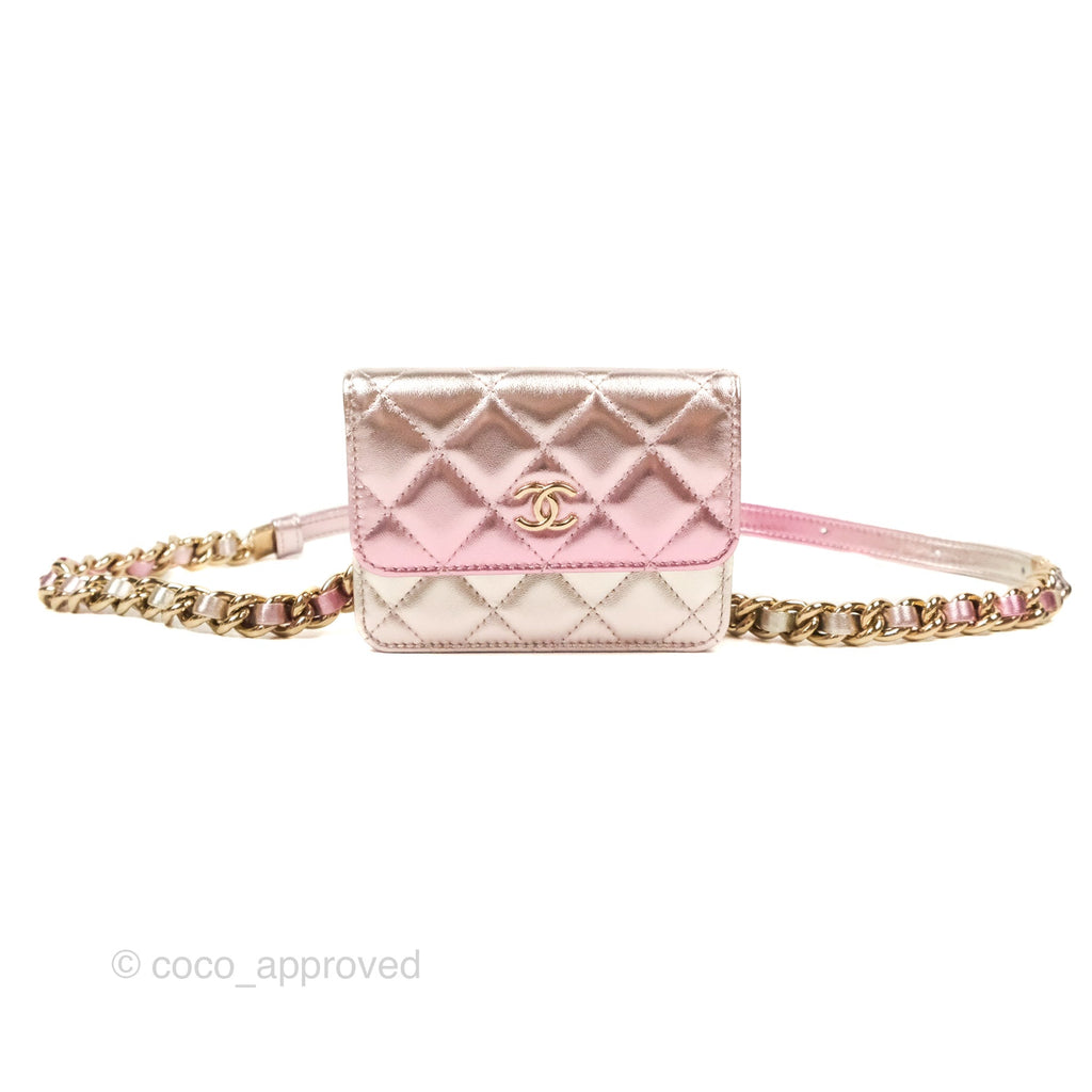 Chanel Waist Belt Bag Metallic Gradient Pink/Silver Lambskin Gold Hardware