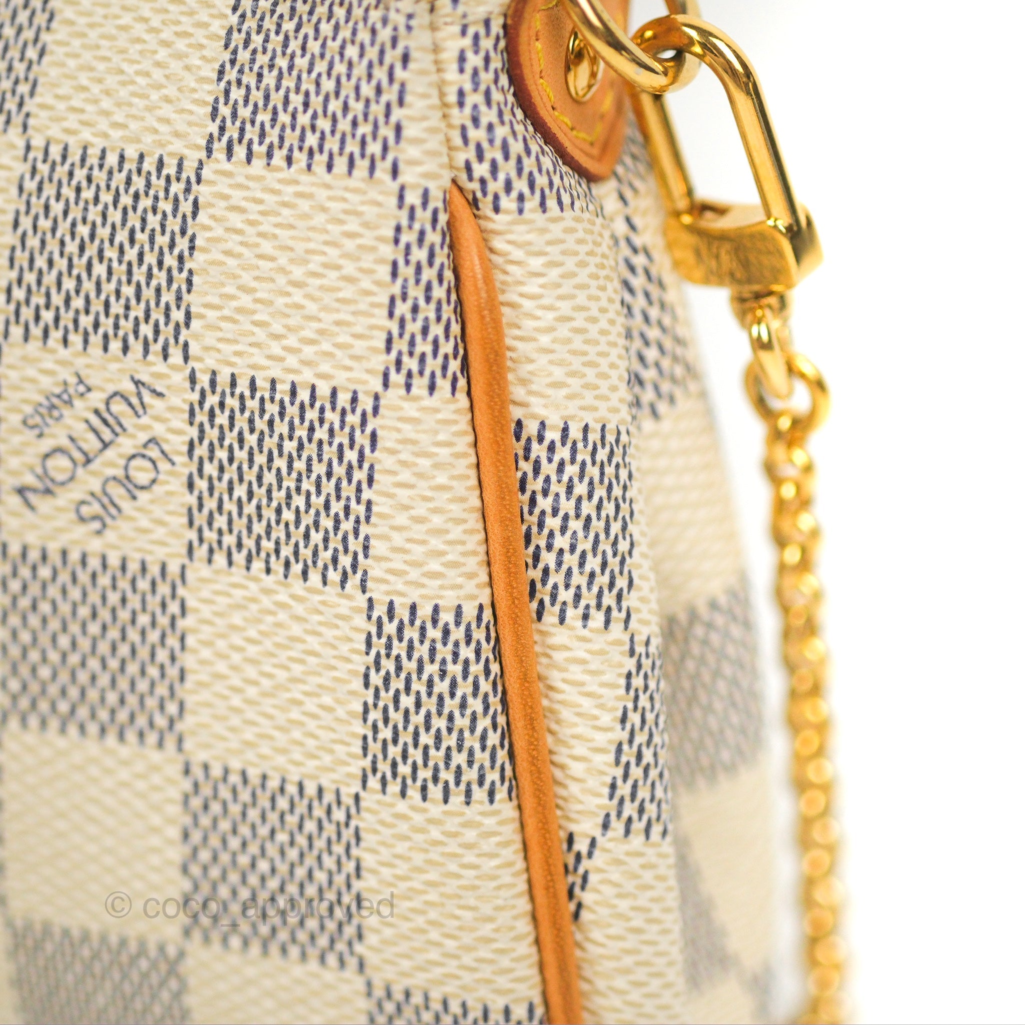Louis Vuitton Eva Clutch With Strap Damier Azur – Coco Approved Studio