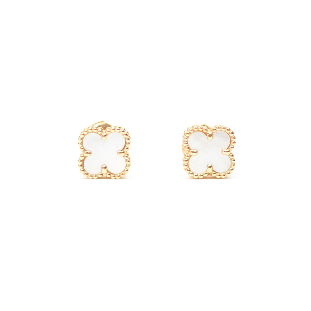 Van Cleef & Arpels Sweet Alhambra Earrings White Mother-of-pearl Yellow Gold