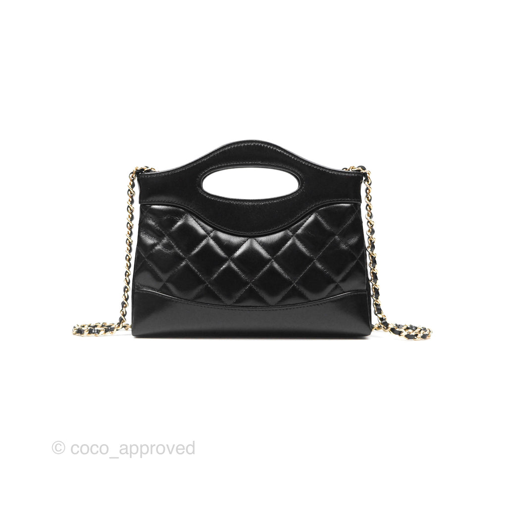 Chanel Nano 31 Black Shiny Calfskin Gold Hardware