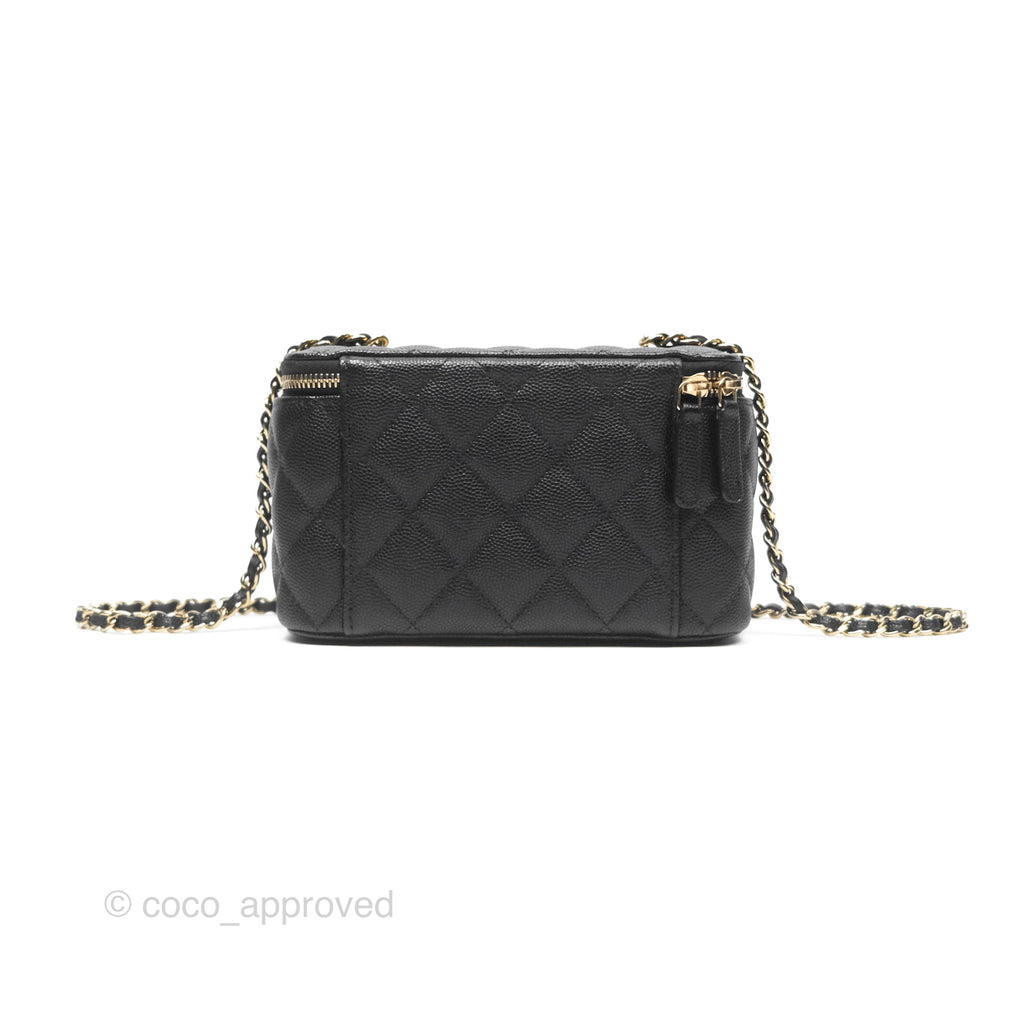 Chanel Vanity Rectangular With Chain Black Caviar Gold Hardware