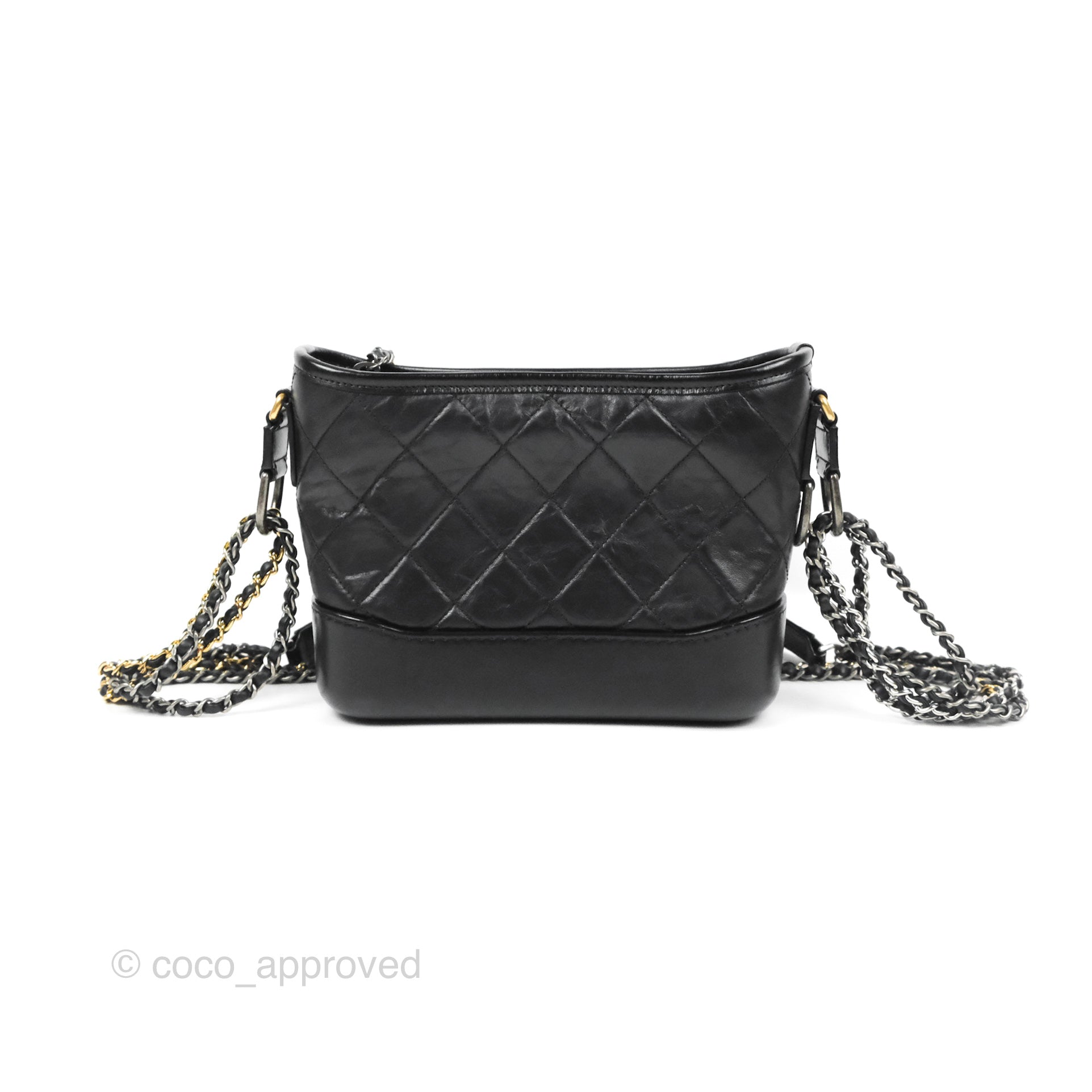 Chanel Quilted Small Gabrielle Hobo Black Aged Calfskin – Coco