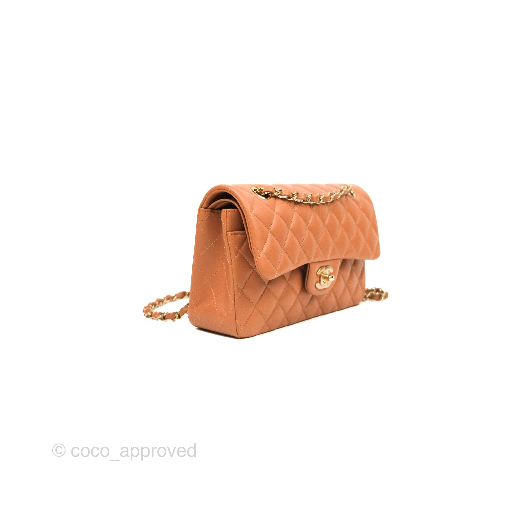 Chanel Small Classic Quilted Flap Dark Beige Caramel Lambskin Gold Har –  Coco Approved Studio