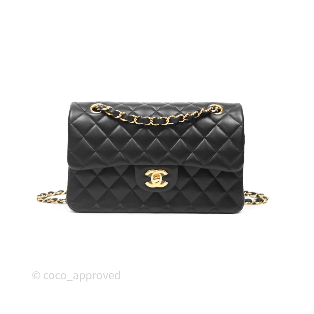 Chanel Small Classic Flap Quilted Black Lambskin Gold Hardware