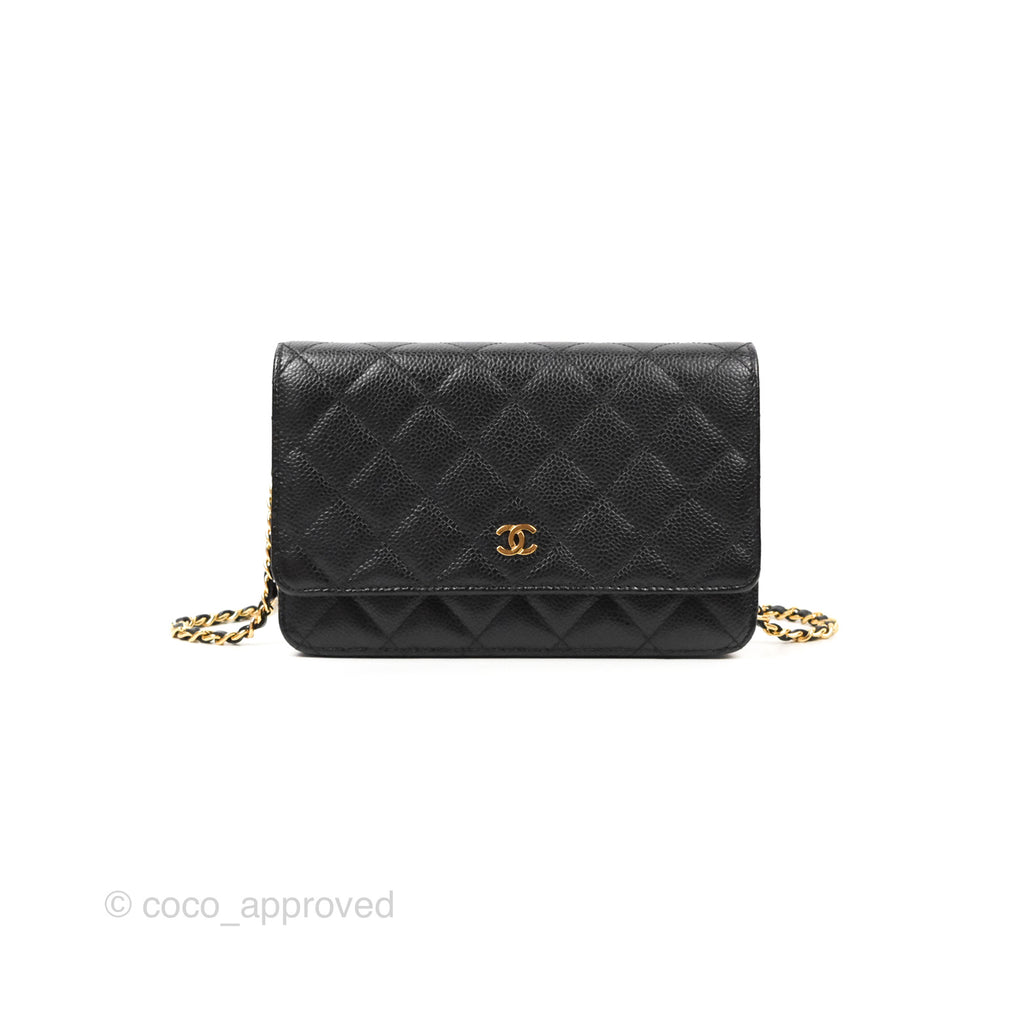 Chanel Classic Quilted Wallet on Chain WOC Black Caviar Gold Hardware