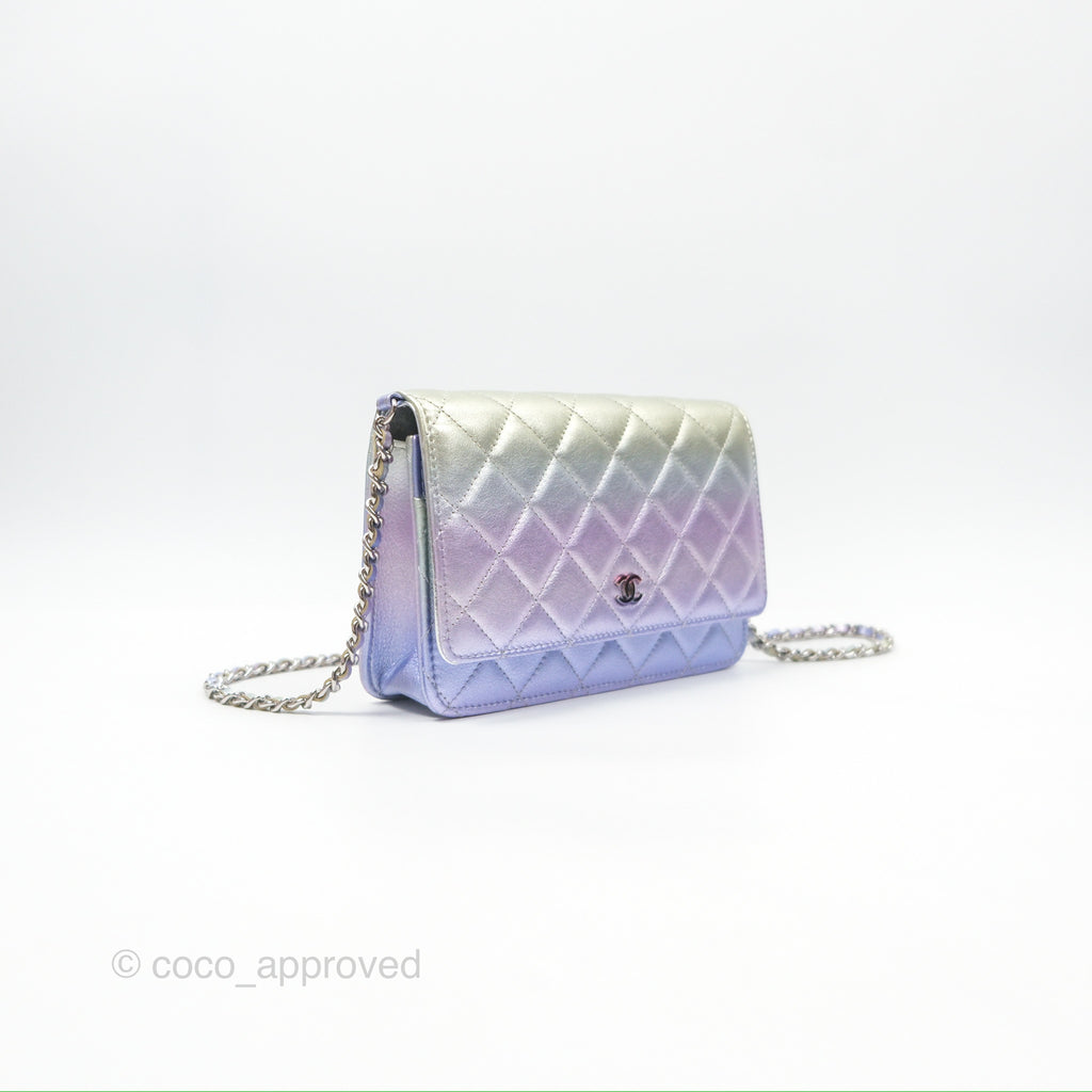 Chanel Classic Quilted Wallet on Chain WOC Iridescent Rainbow Calfskin 21K