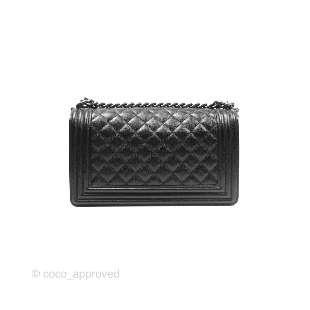 Chanel Medium Boy Quilted Black Caviar Ruthenium Hardware