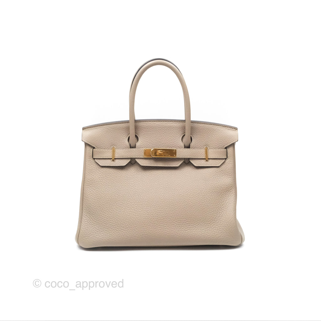 Hermès Birkin 30 Retourne Beige Clemence Gold Hardware
