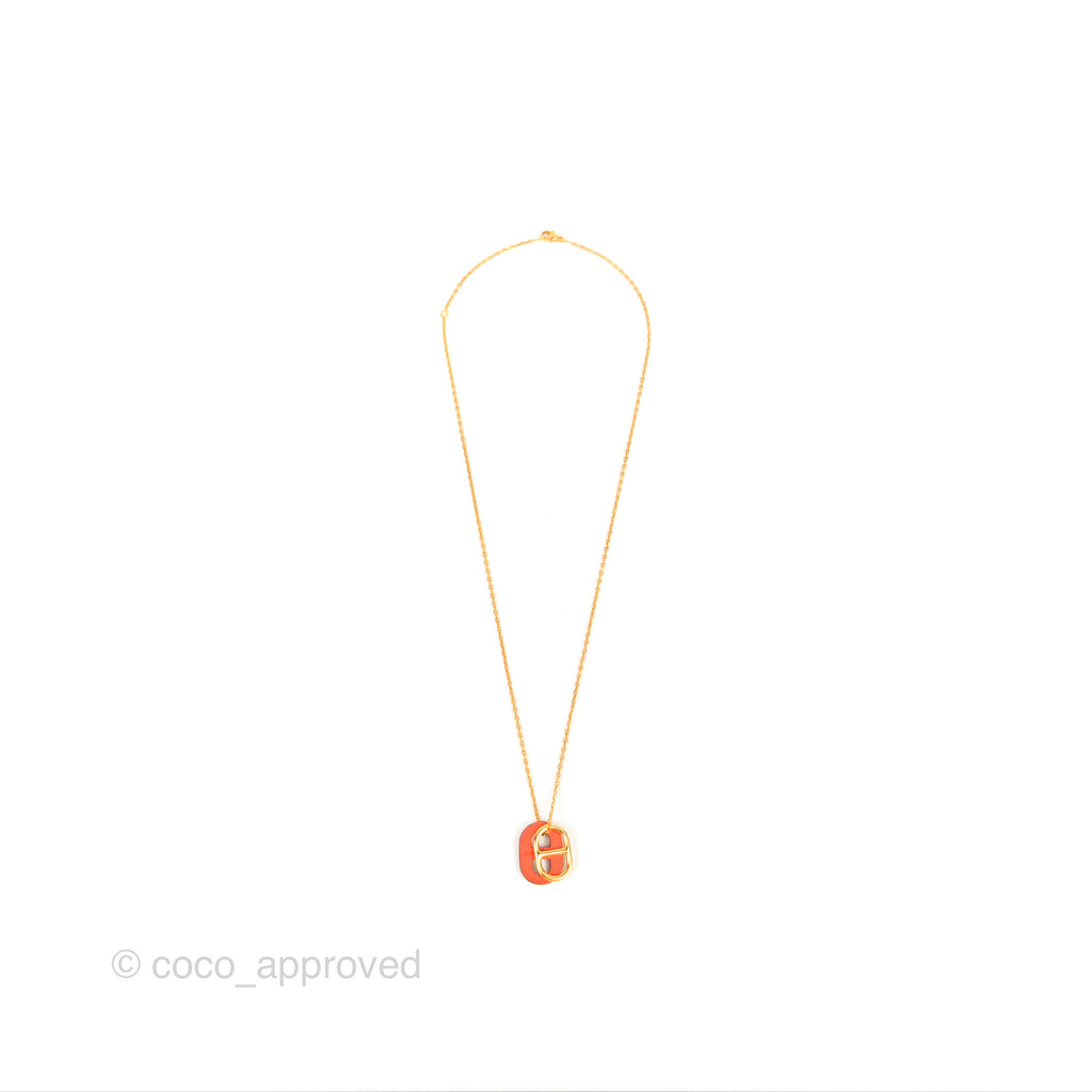 Hermès O'Maillon Pendant Orange Swift Gold Tone