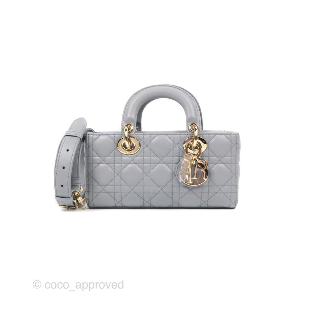 Dior Small Lady D-Joy Bag Grey Lambskin Cannage Gold Hardware
