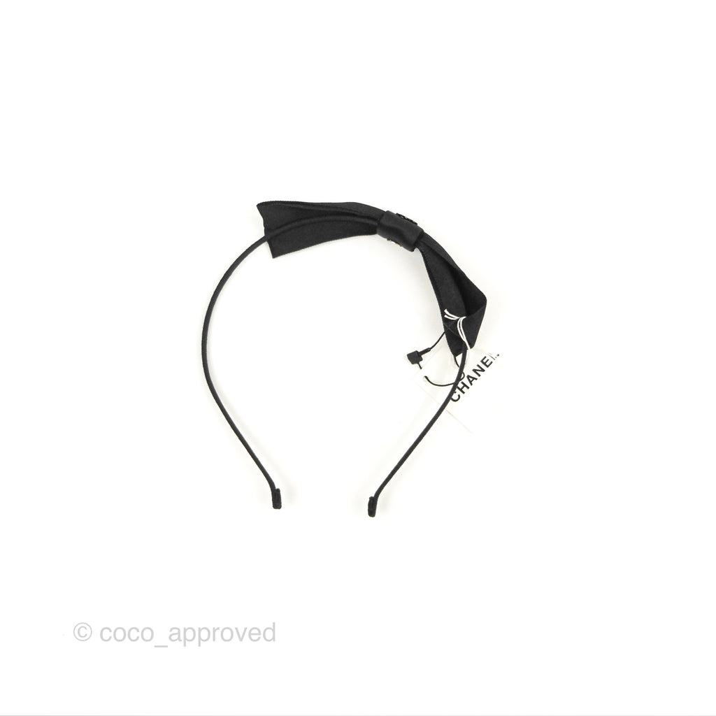 Chanel Silk Ribbon Bow Hair Band Black