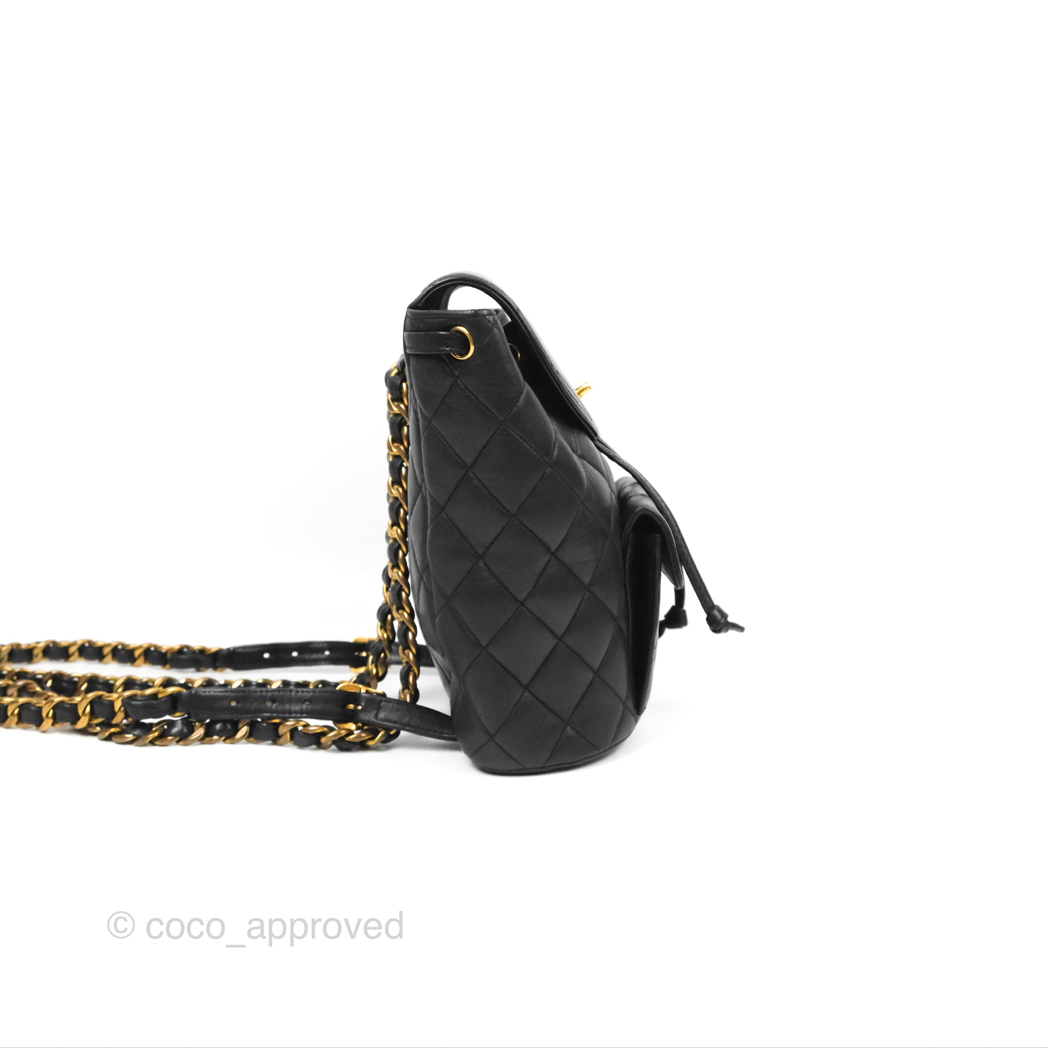 Chanel Black Lambskin Quilted Duma Backpack