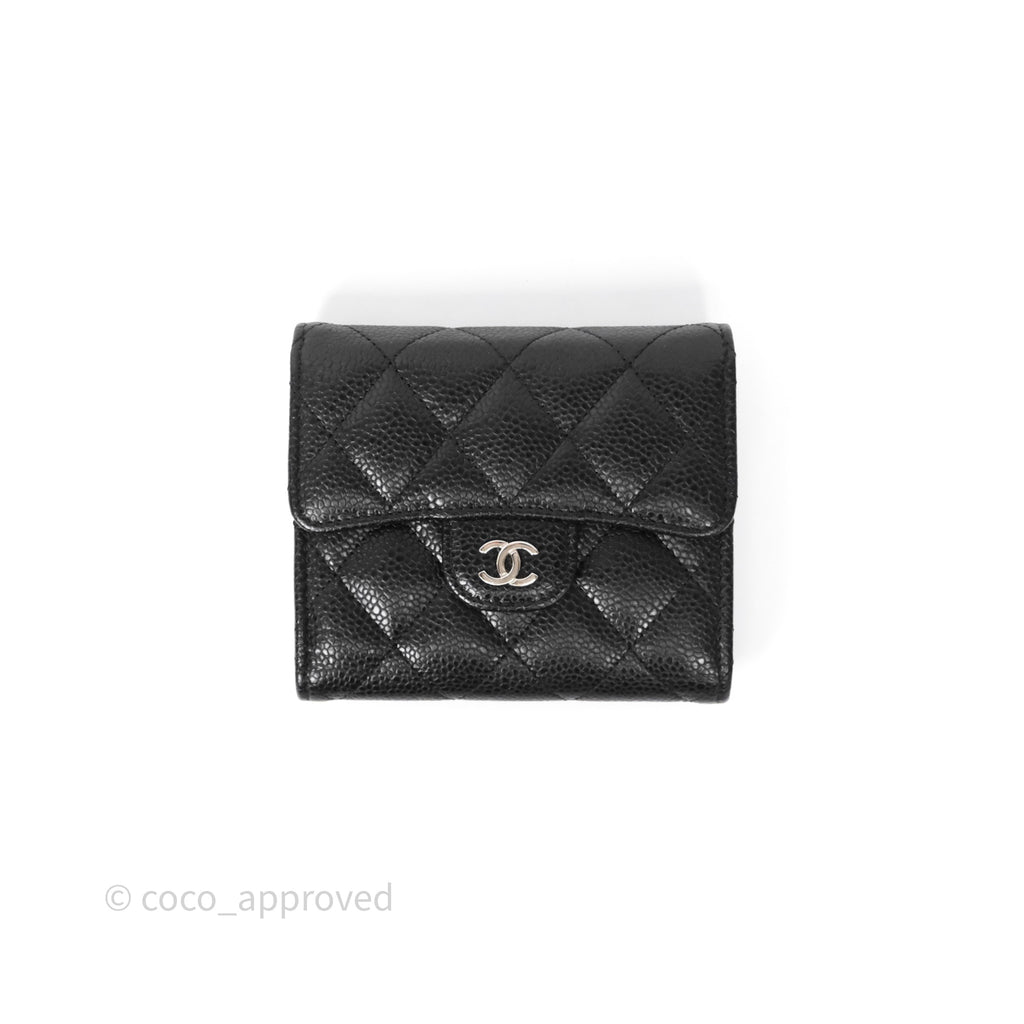 Chanel Classic Short Flap Wallet Black Caviar Silver Hardware