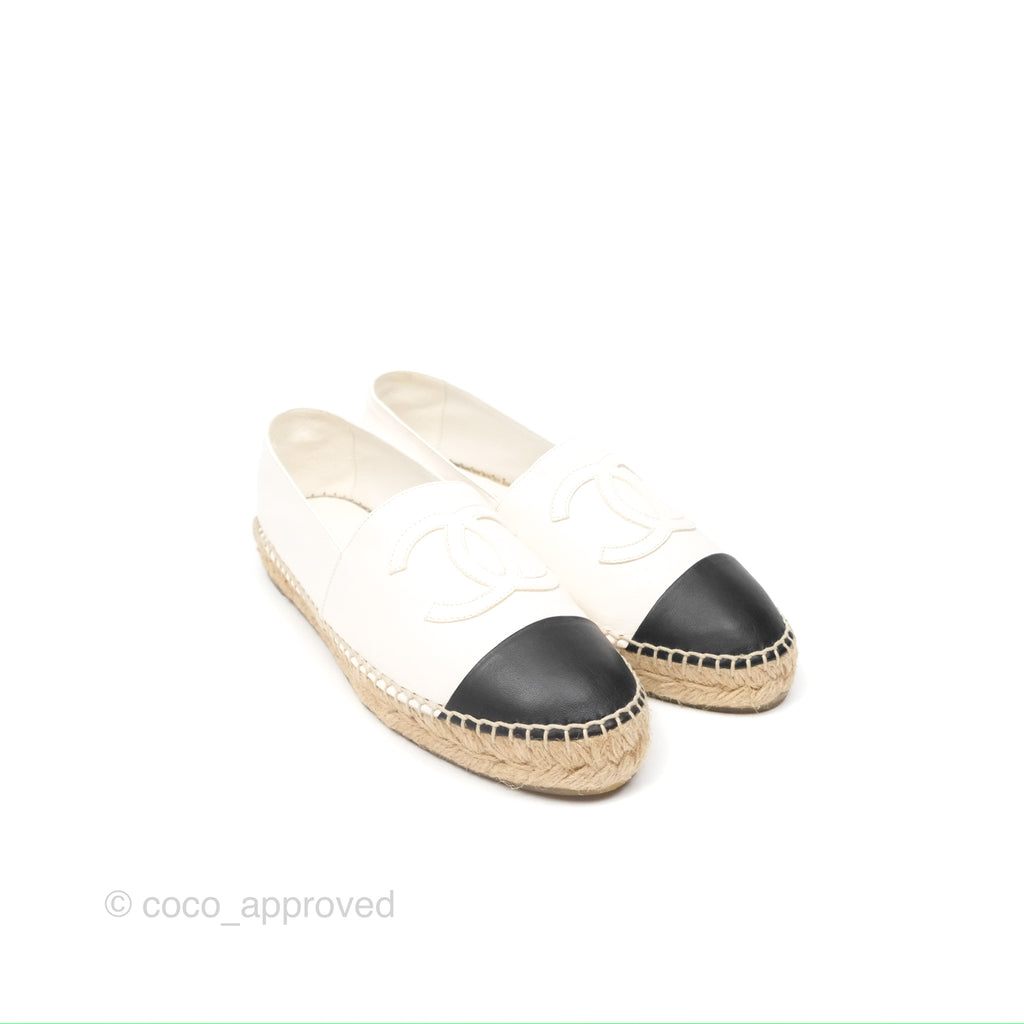 Chanel Leather Espadrilles White/ Black Size 38