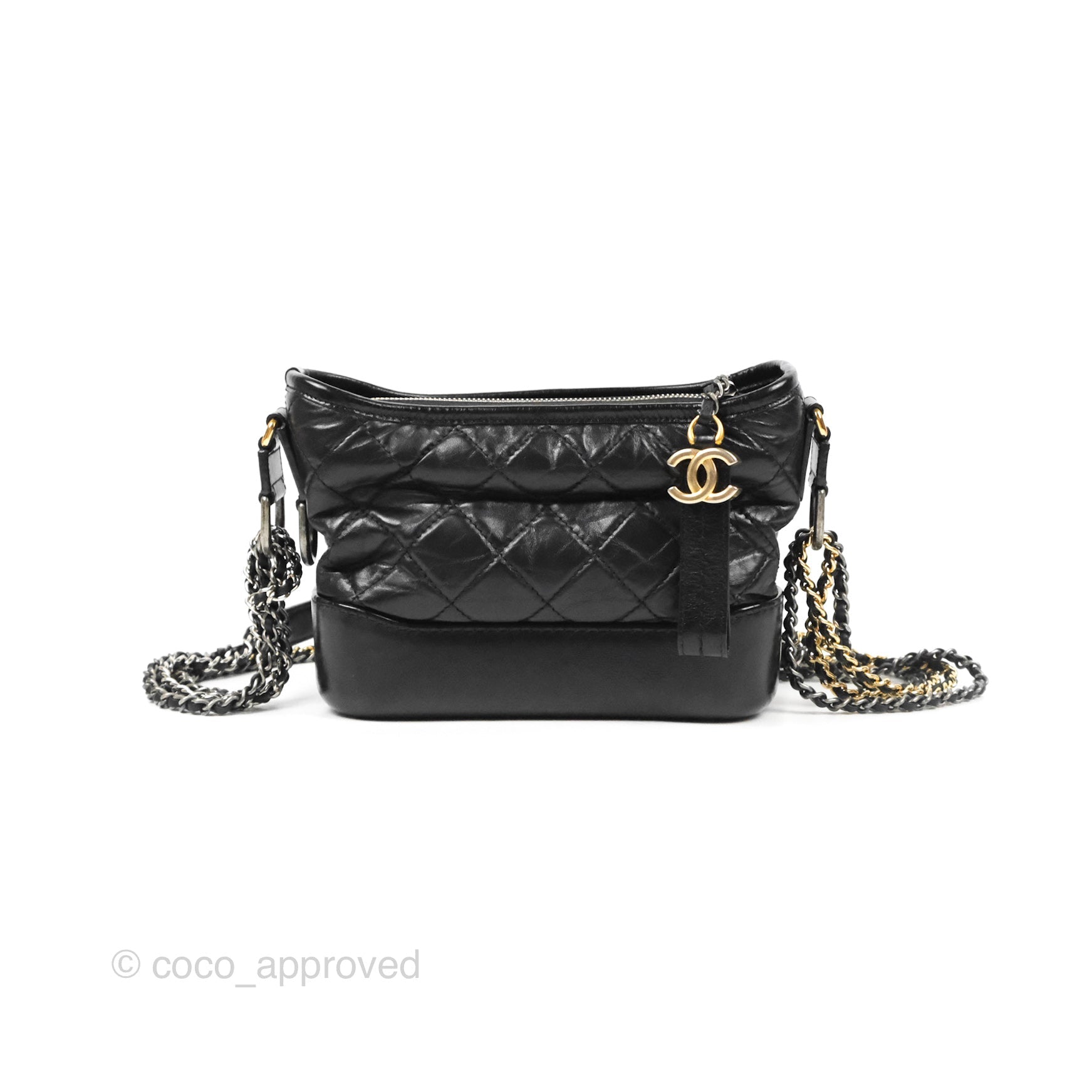 Chanel Small Gabrielle Hobo Quilted Black Aged Calfskin – Coco