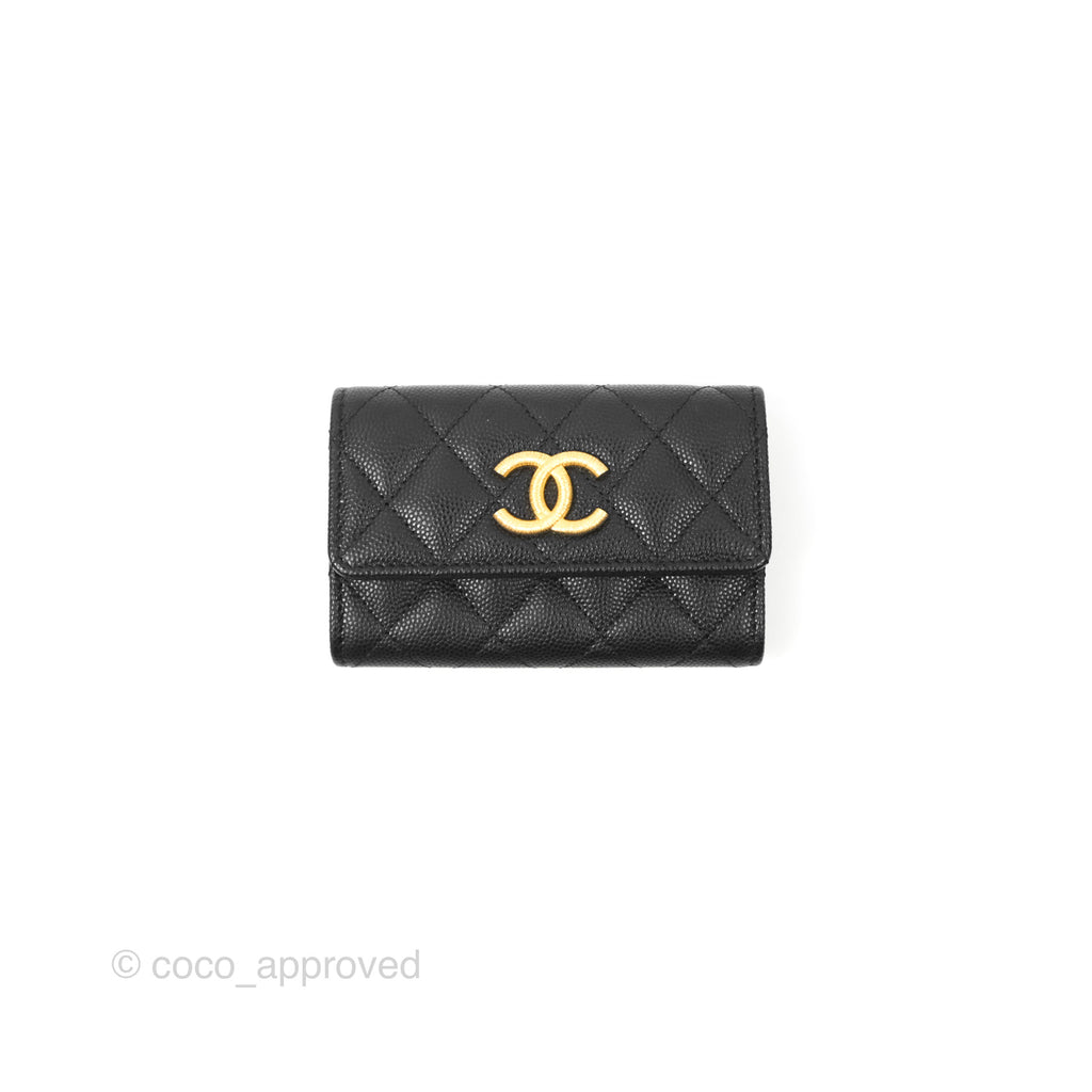 Chanel Flap Card Holder Black Caviar Gold Hardware