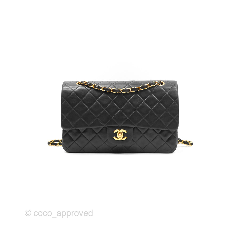 Chanel Vintage Classic Medium Flap Black Lambskin 24K Gold Hardware