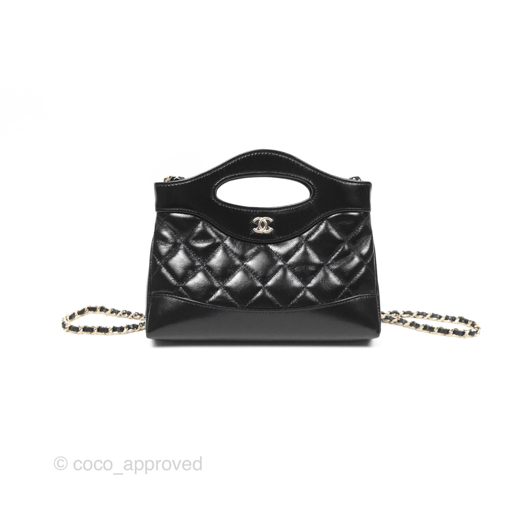 Chanel Nano 31 Black Shiny Calfskin Gold Hardware