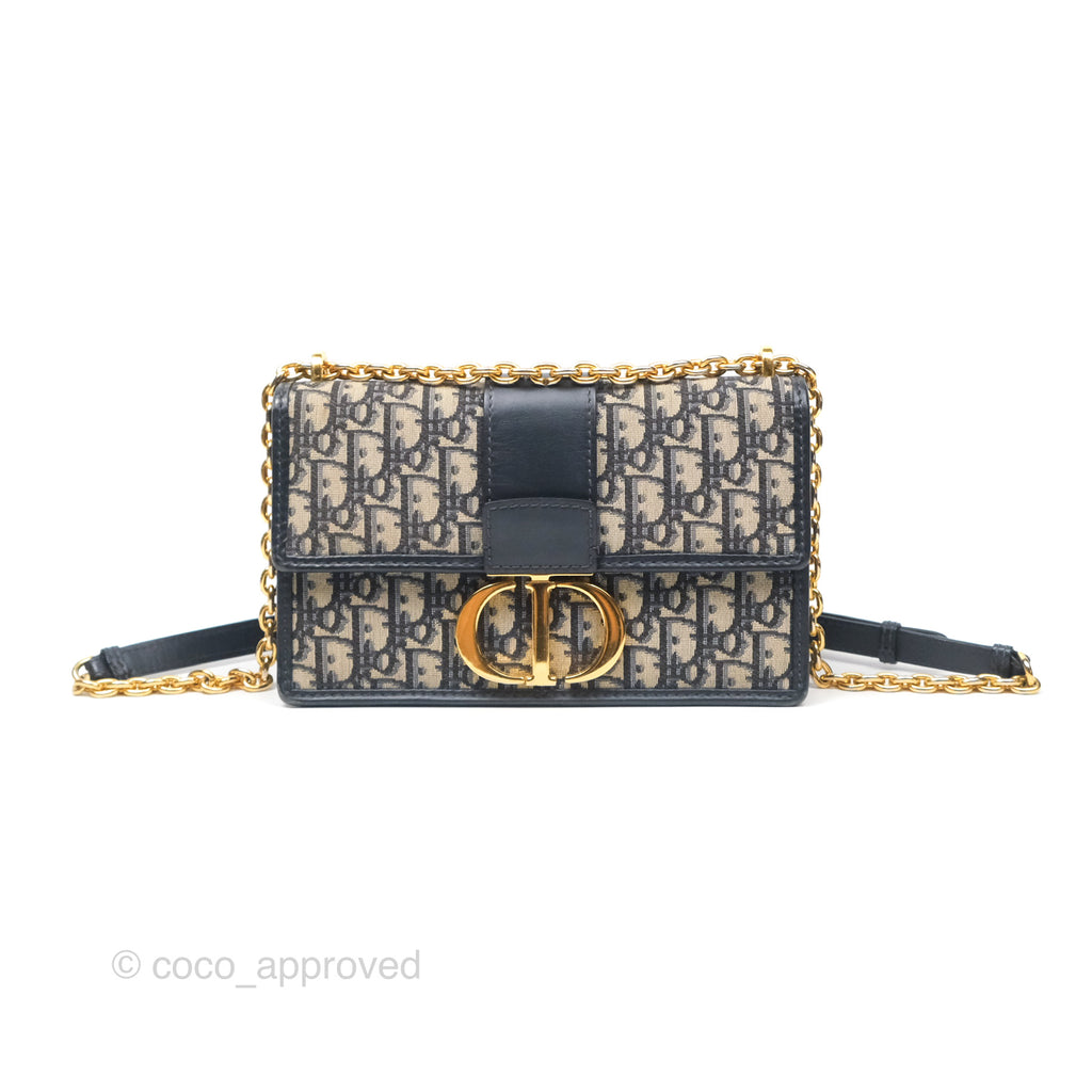 Christian Dior 30 Montaigne with Chain Blue Dior Oblique Jacquard
