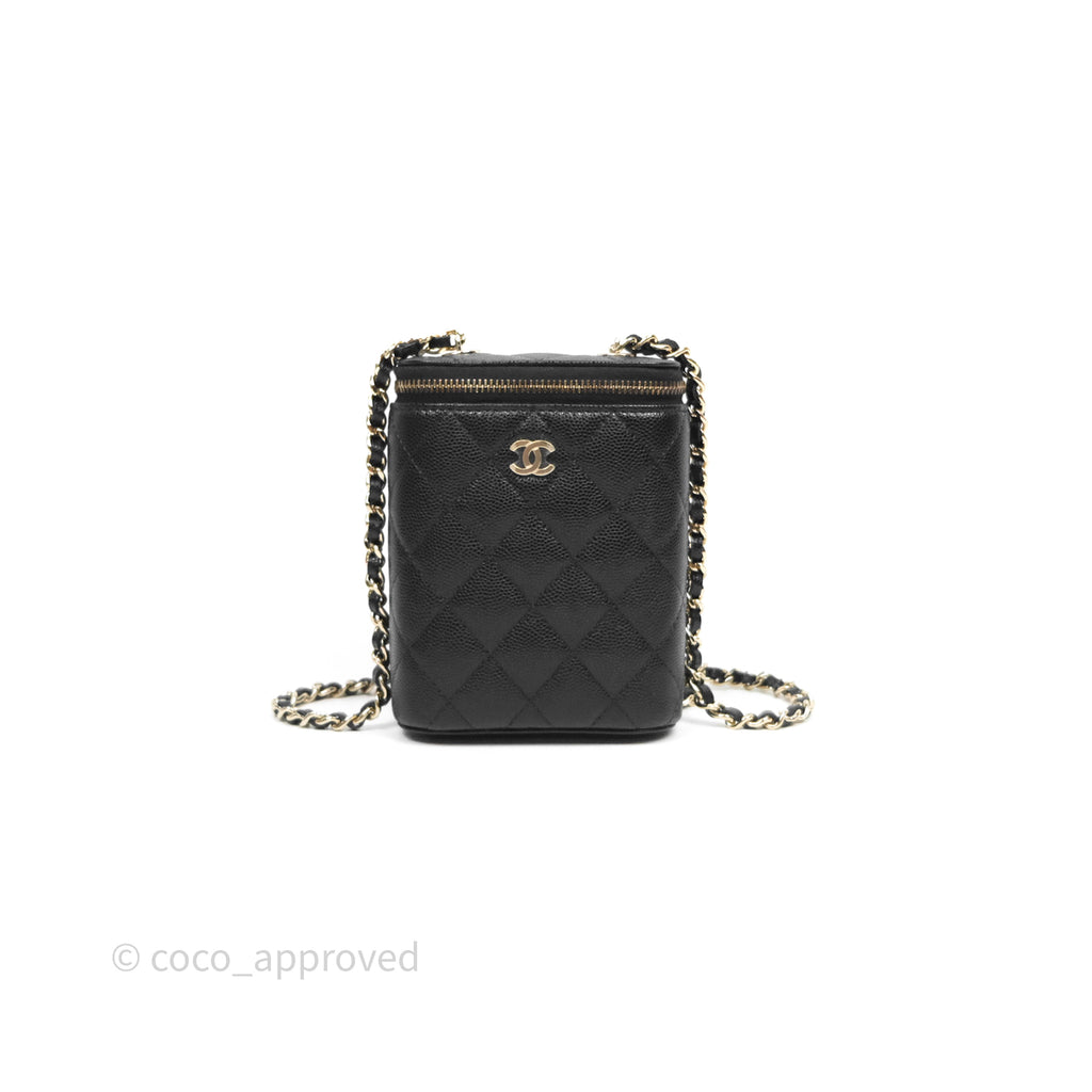 Chanel Classic Mini Vanity With Chain Black Caviar Gold Hardware